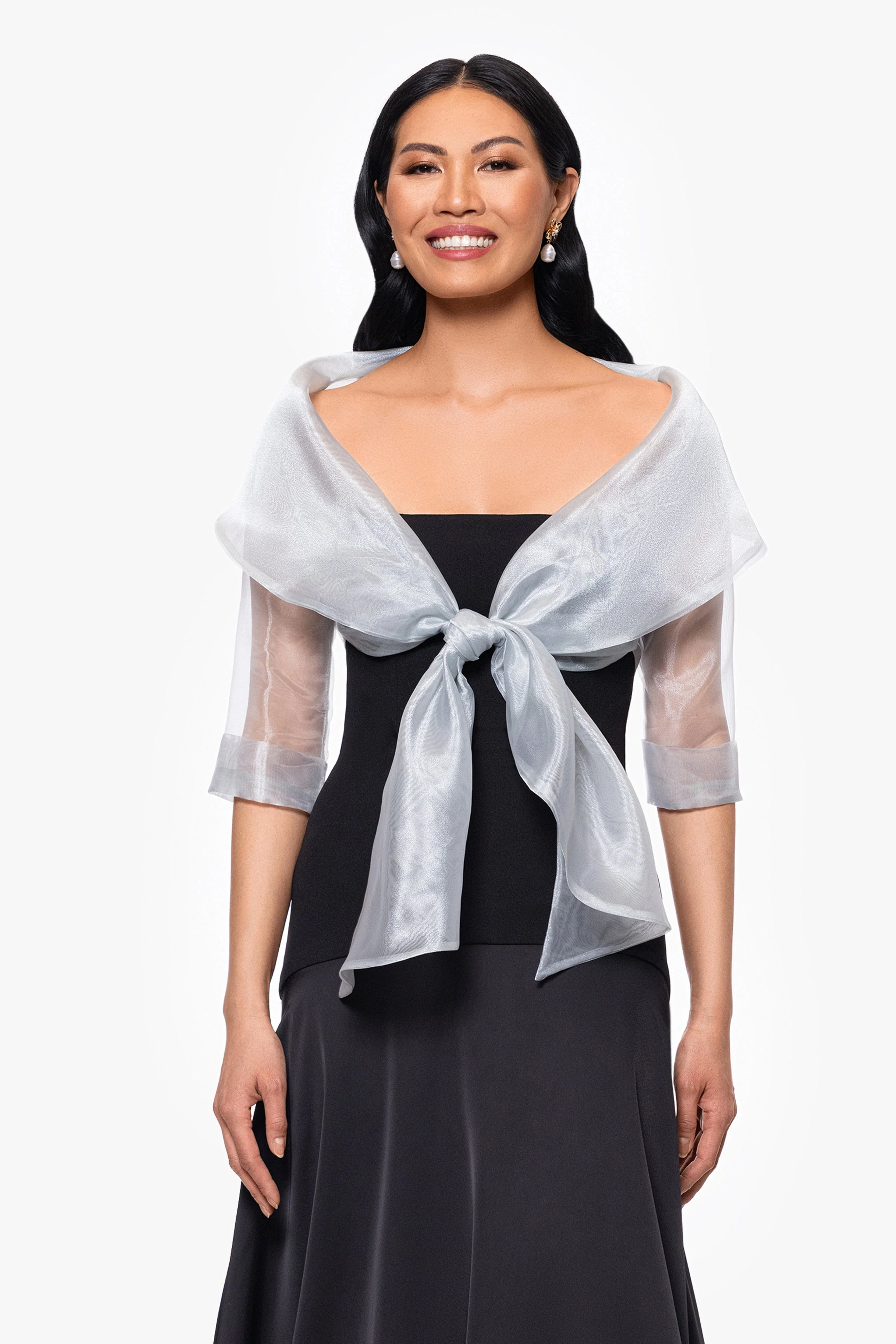 "Agnes" Organza 3/4 Sleeve Shawl Wrap - Image 14