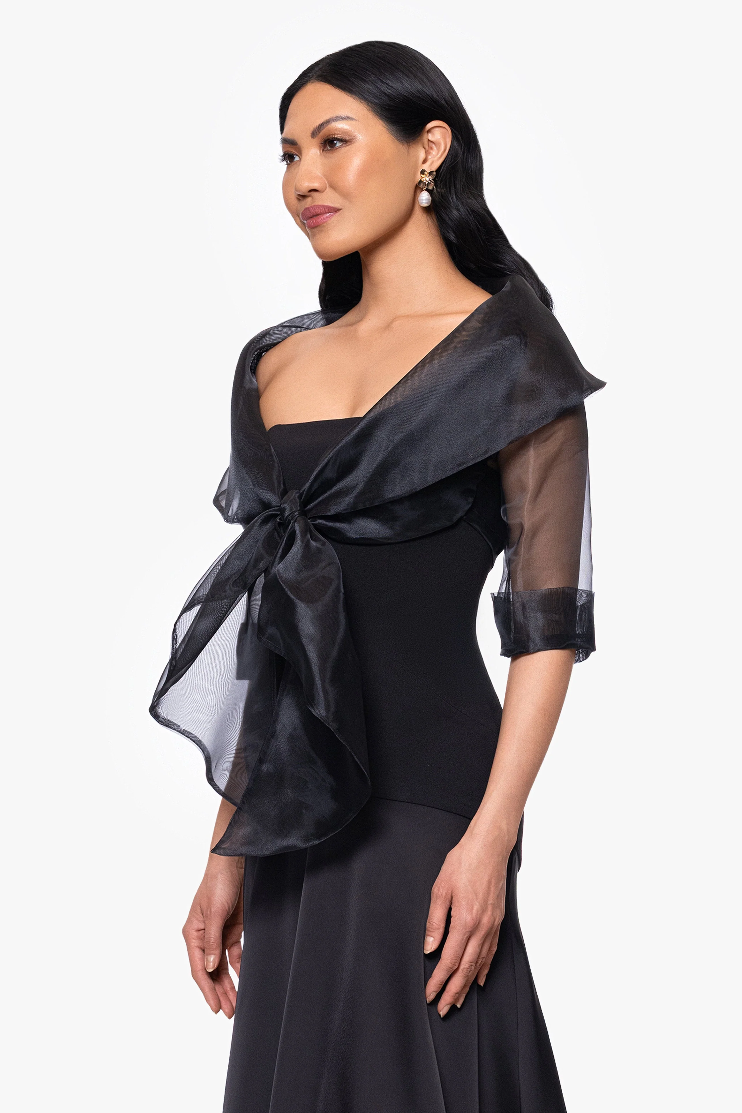 "Agnes" Organza 3/4 Sleeve Shawl Wrap - Image 3