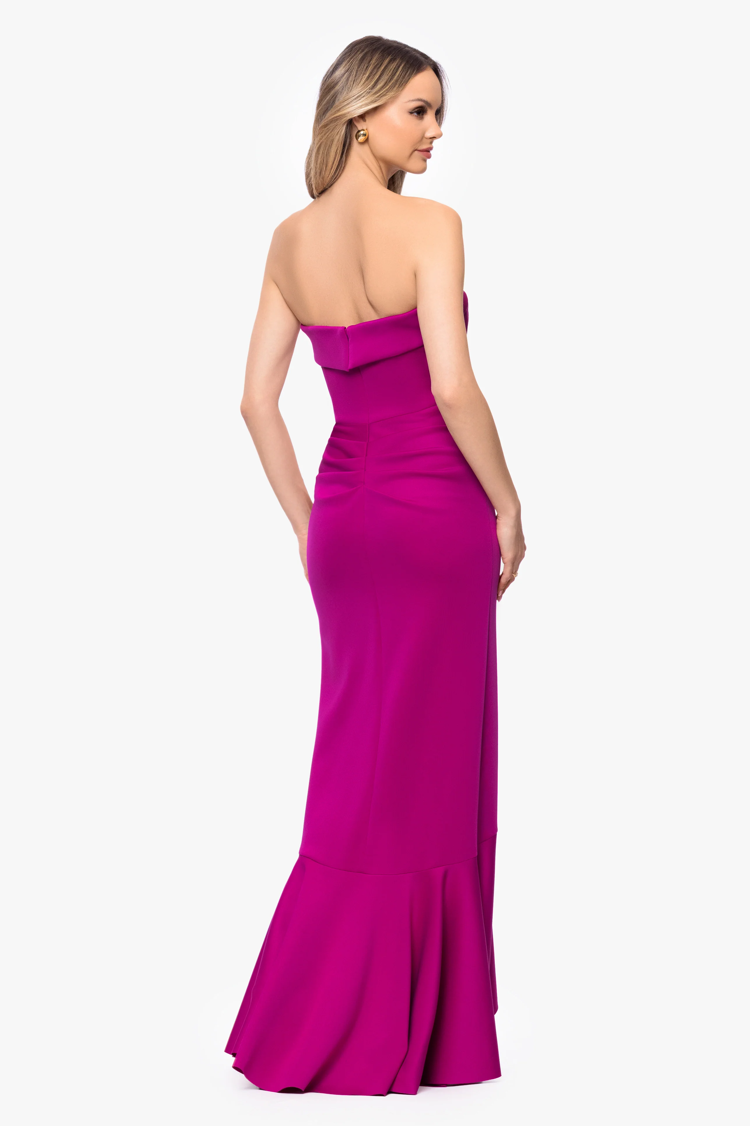 "Alicia" Techno Scuba Strapless Ruffle Dress - Image 8