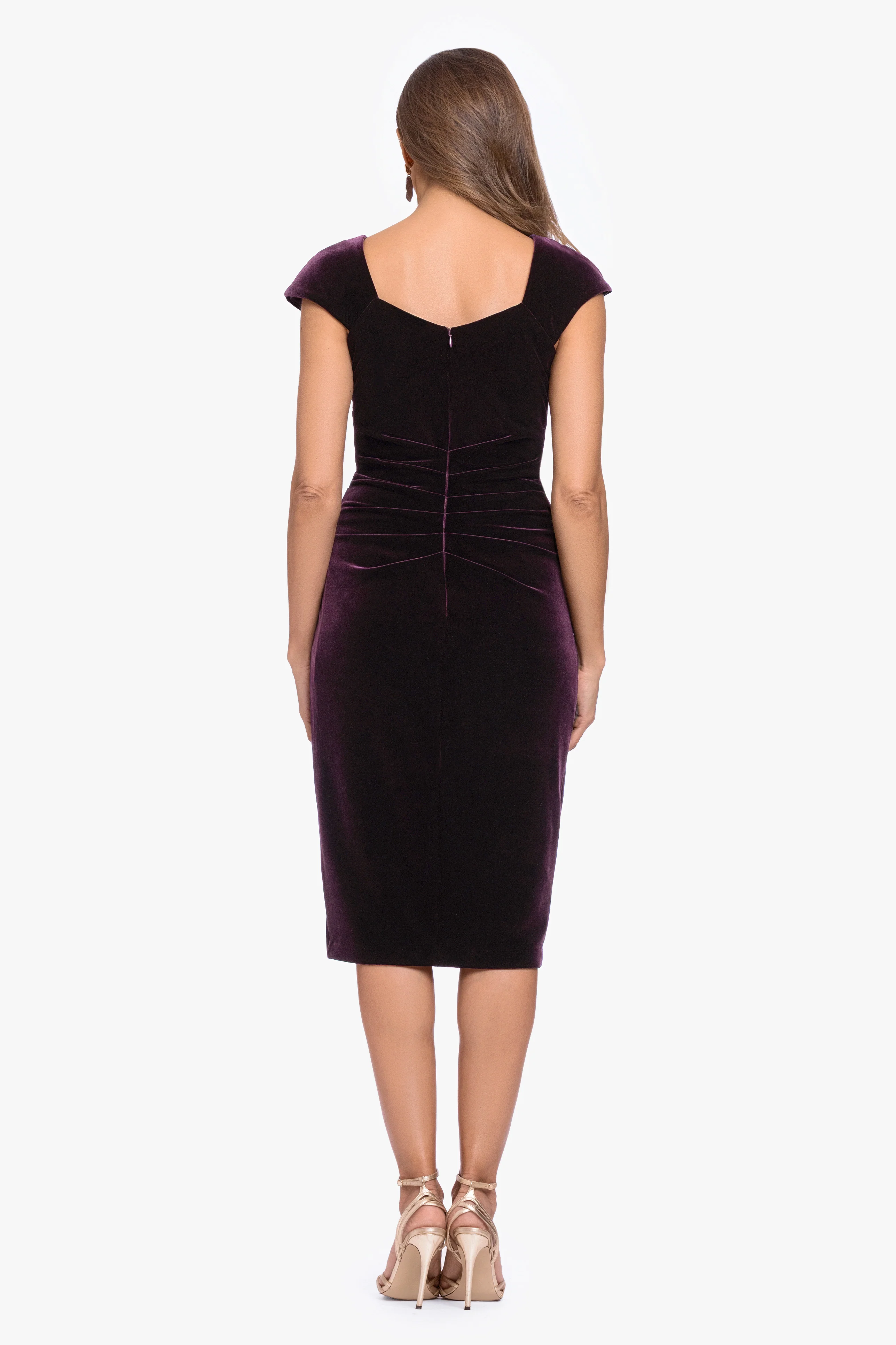 "Alina" Velvet Asymmetrical Cap Sleeve Short Dress - Image 3