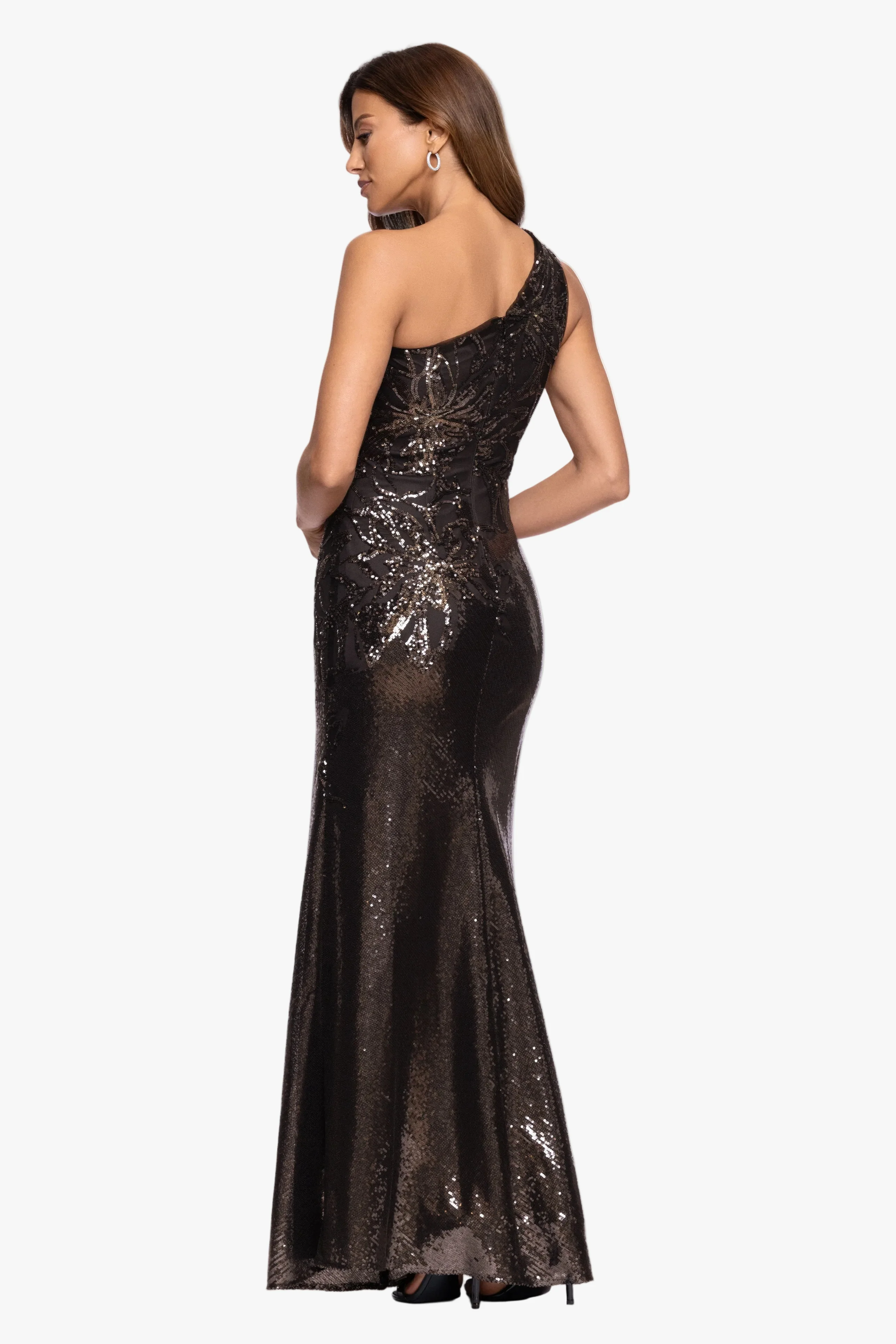 "Aubrey" Sequin One Shoulder Placement Dress - Image 3