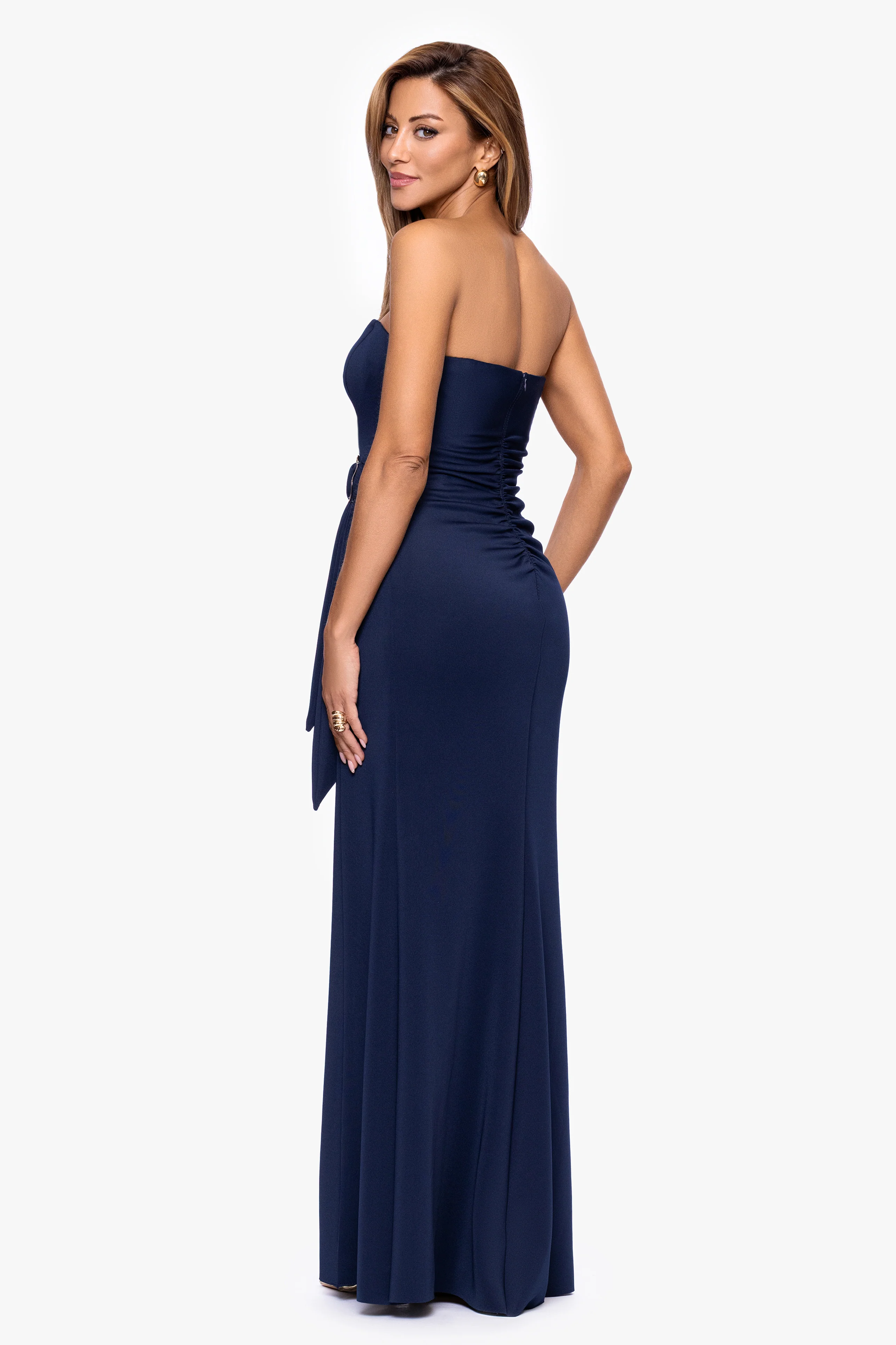 "Ayla" Techno Scuba Strapless Dress - Image 3
