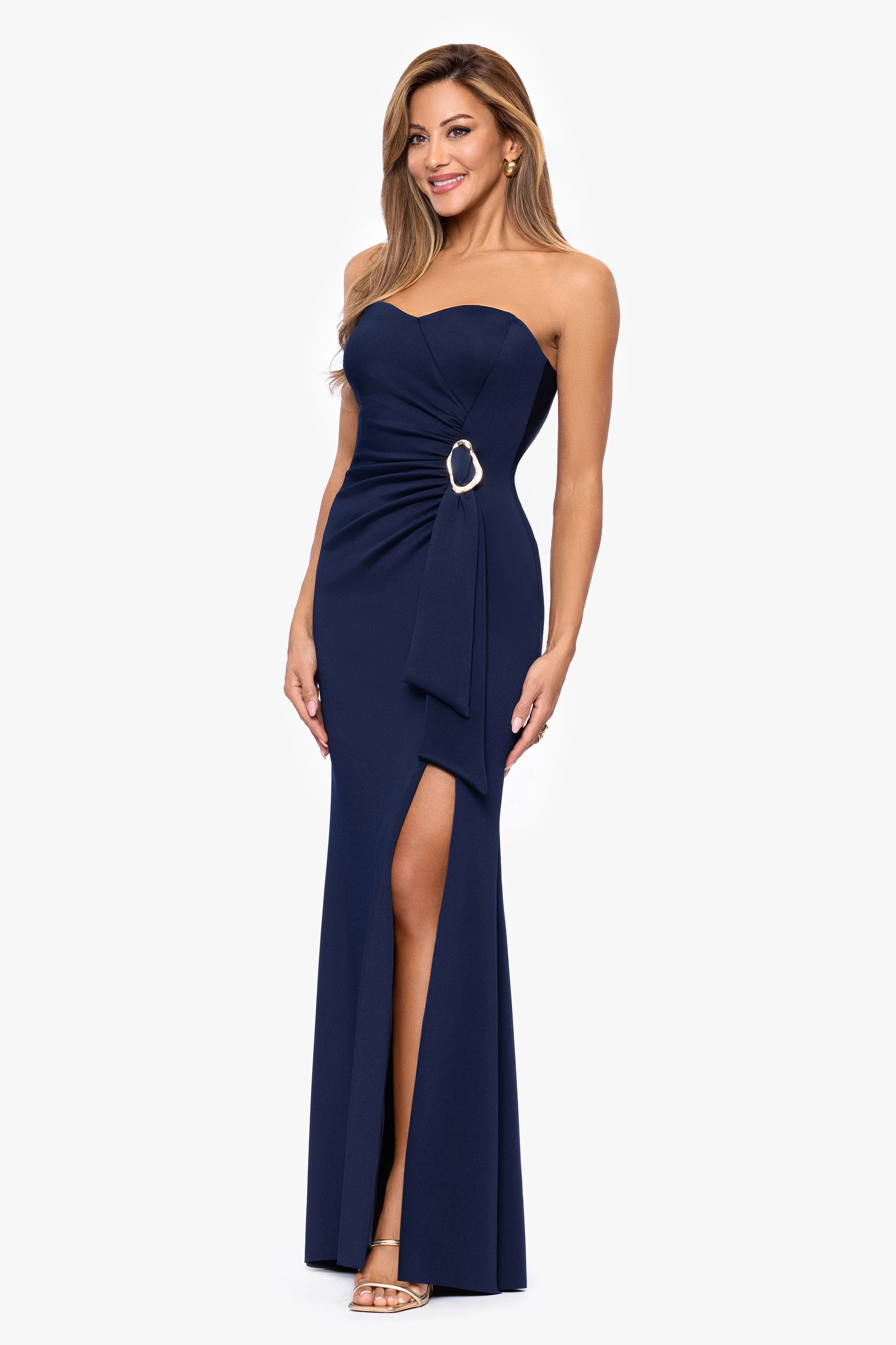 "Ayla" Techno Scuba Strapless Dress - Image 4