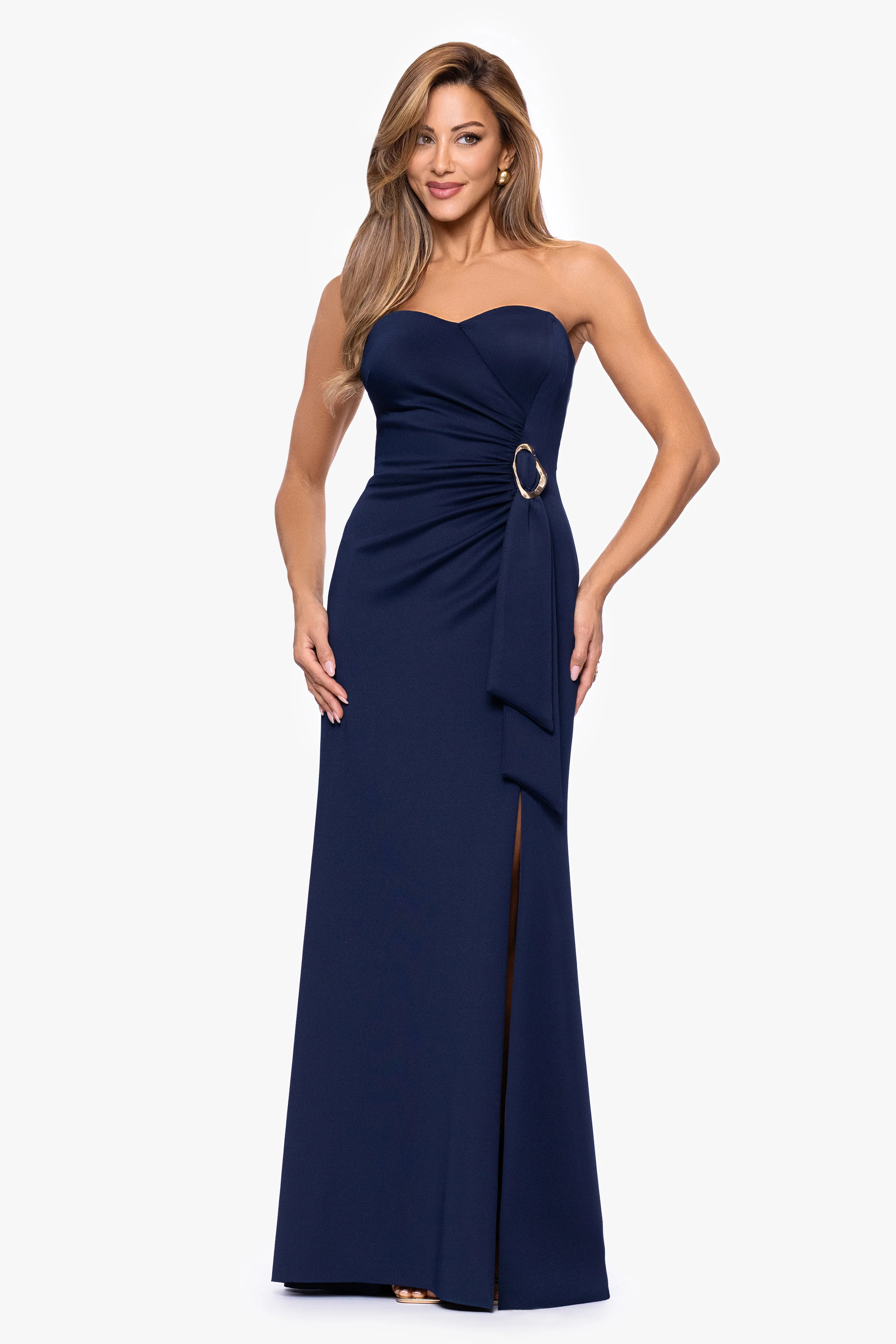 "Ayla" Techno Scuba Strapless Dress - Image 5