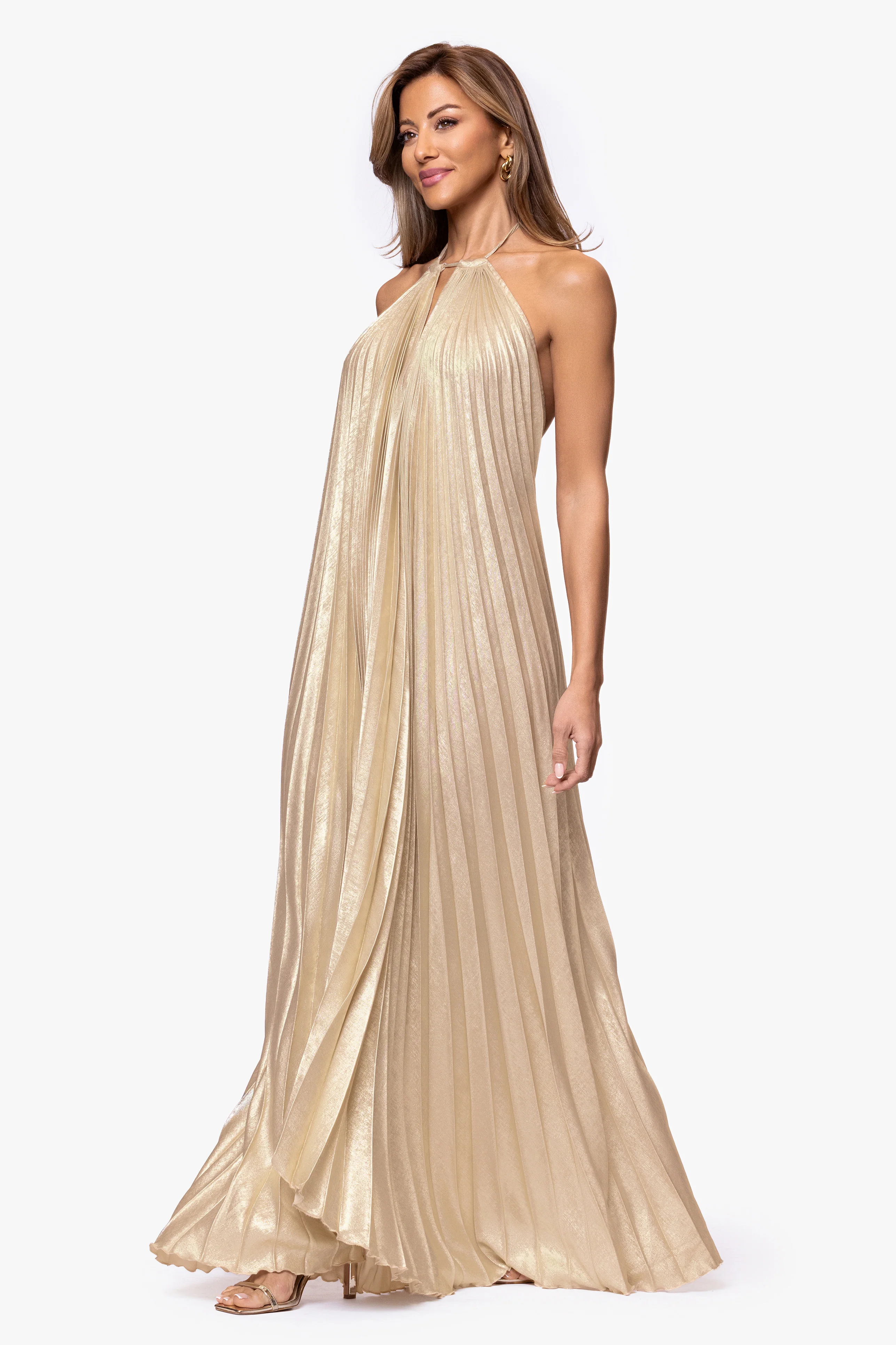 "Bailey" Metallic Halter Neck Dress - Image 5