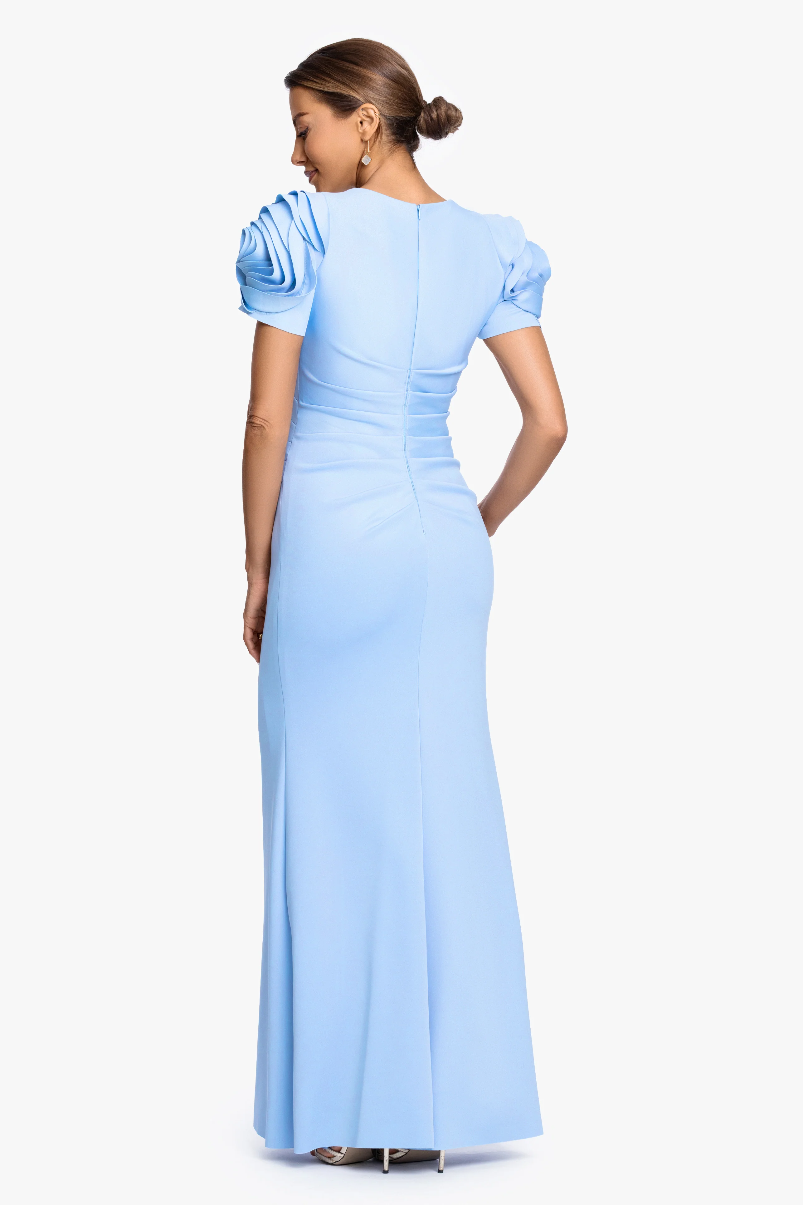 "Cami" Techno Scuba With Flower Shoulder Dress - Image 8