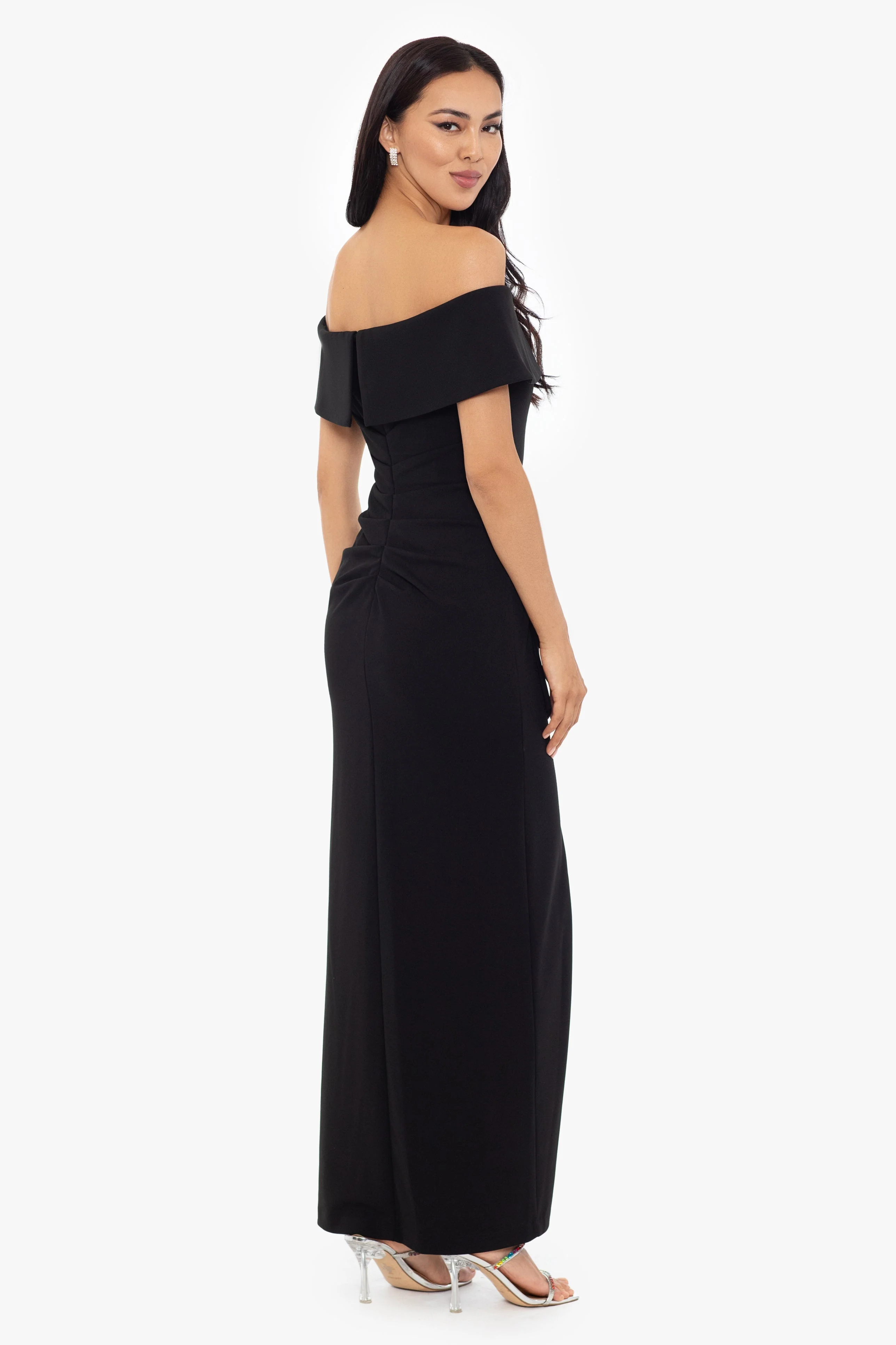 "Camila" Off the Shoulder Scuba Crepe Dress - Image 8