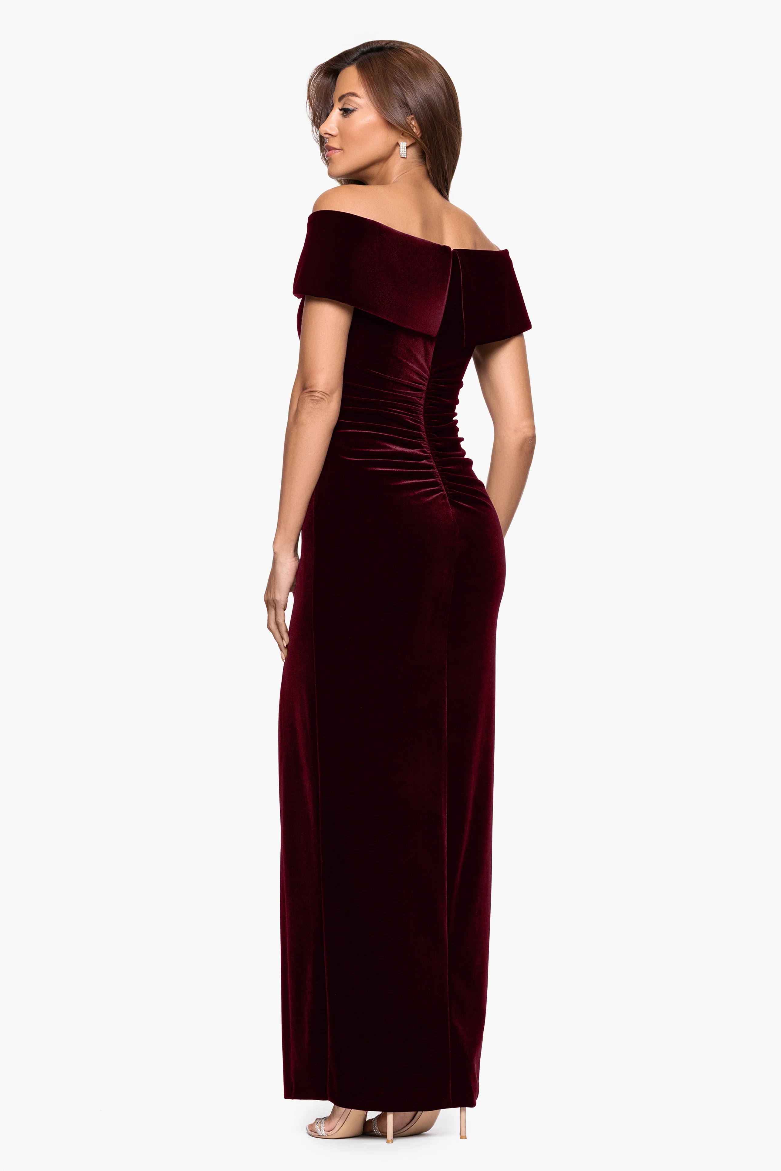 "Charmaine" Velvet Off The Shoulder Gown - Image 3