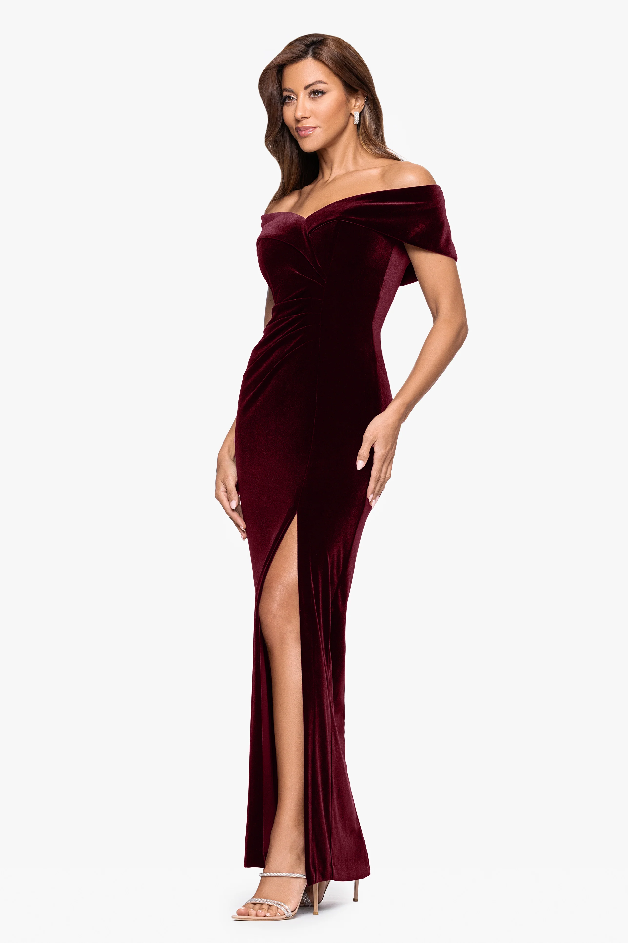 "Charmaine" Velvet Off The Shoulder Gown - Image 4