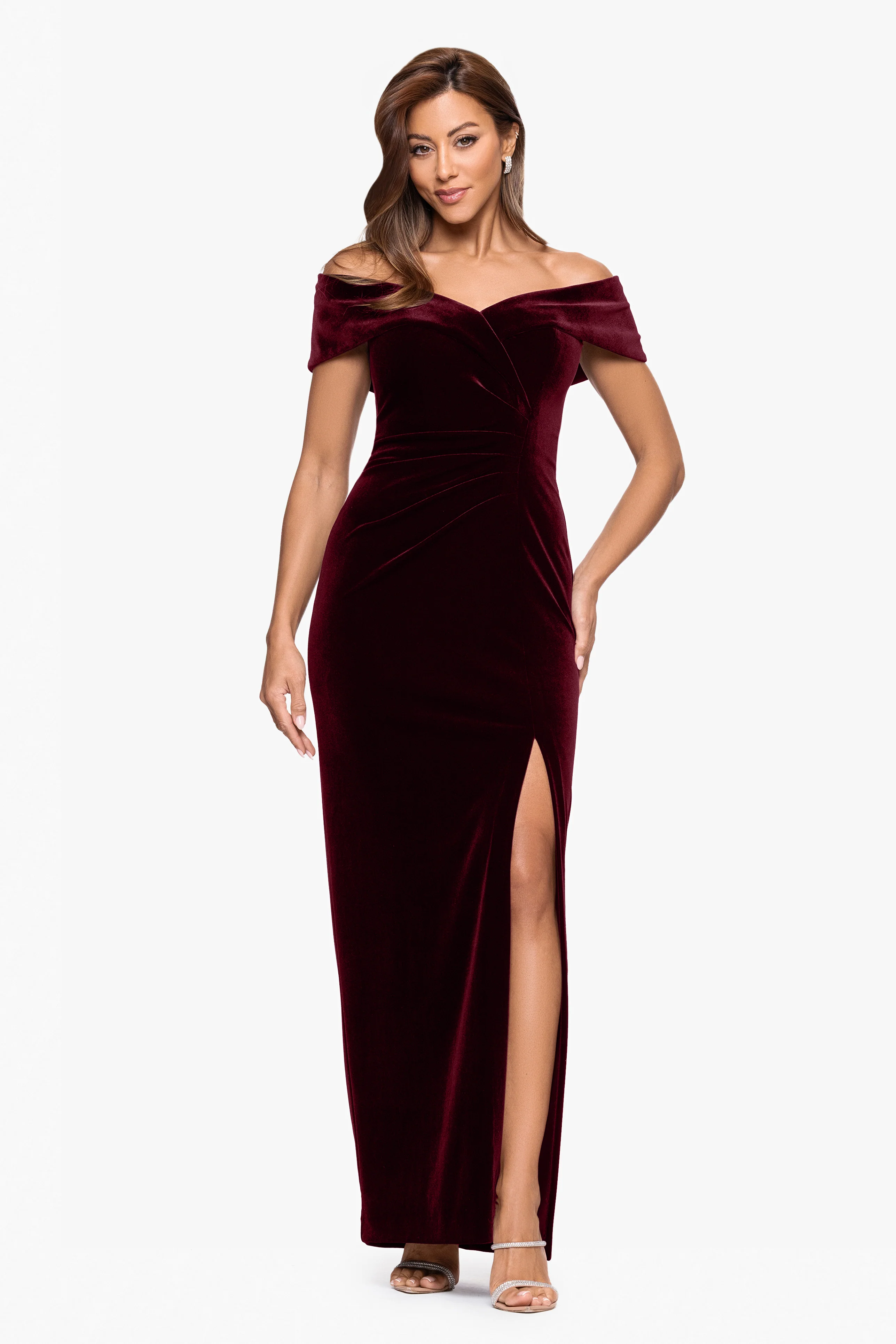 "Charmaine" Velvet Off The Shoulder Gown - Image 5
