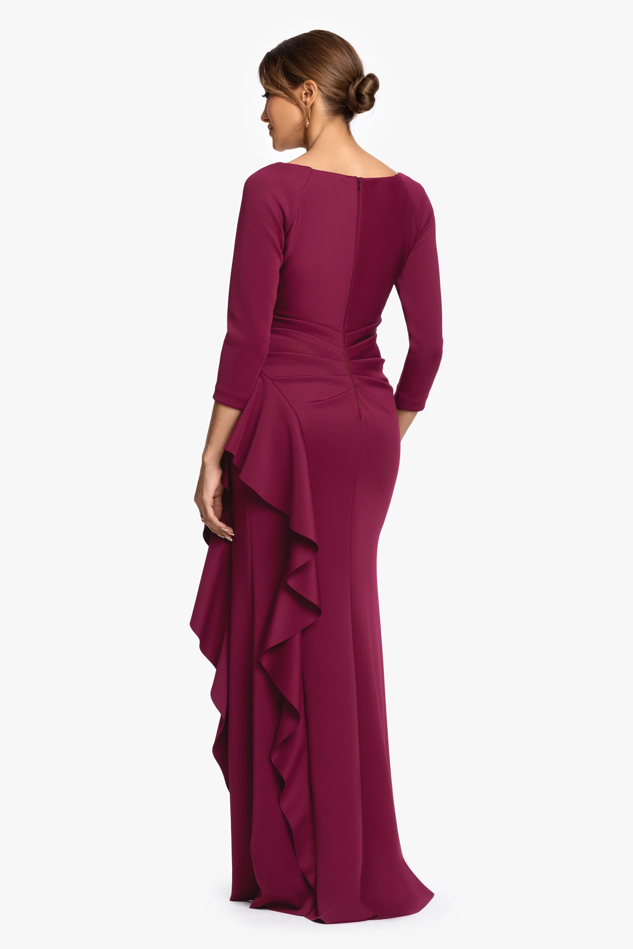 "Clarissa" Techno Scuba Long Sleeve Ruffle Dress - Image 3