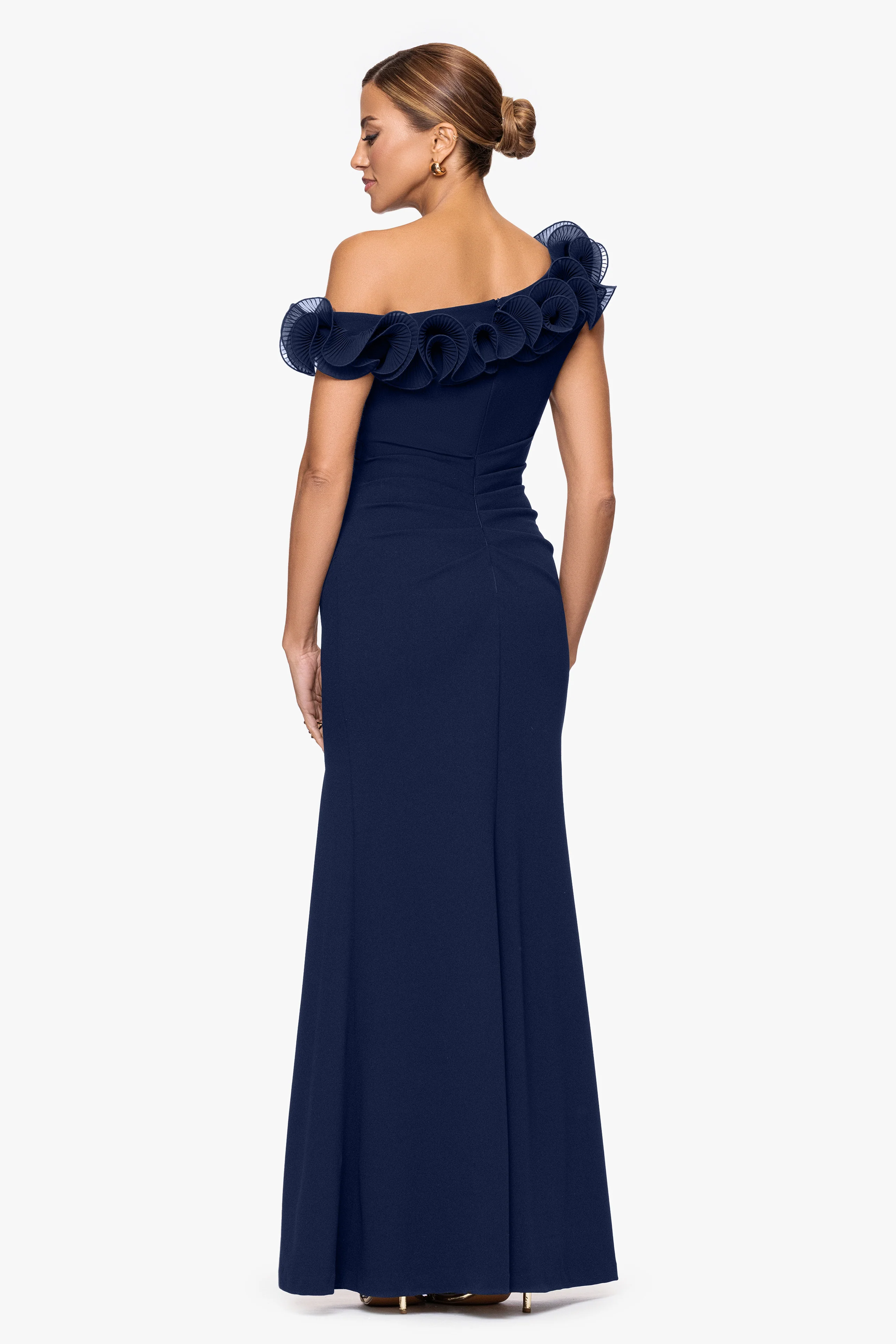 "Delilah" Scuba Crepe Drop Shoulder Chiffon Ruffle Dress - Image 8