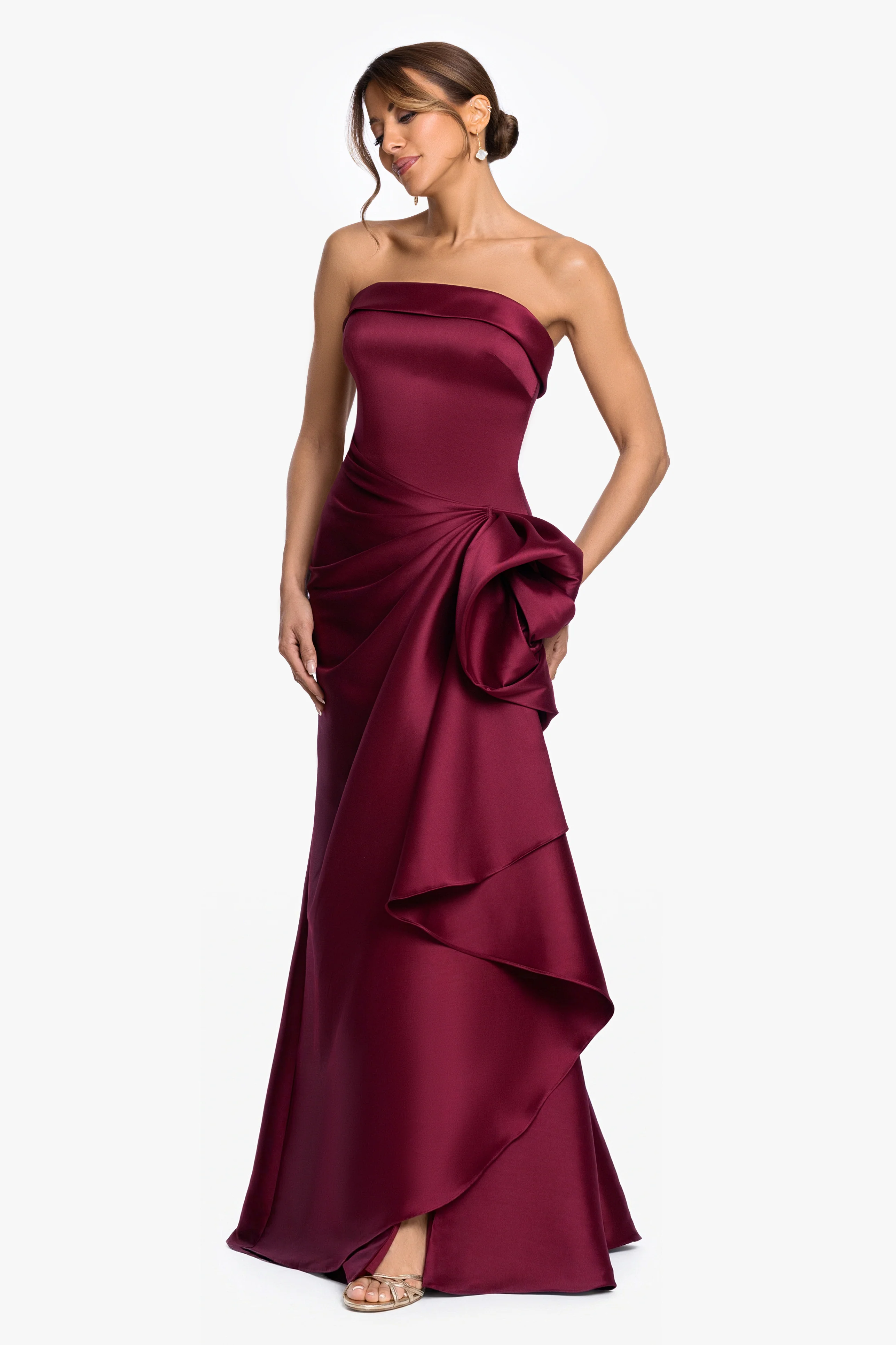 "Diana" Mikado Strapless Rouched Dress - Image 10