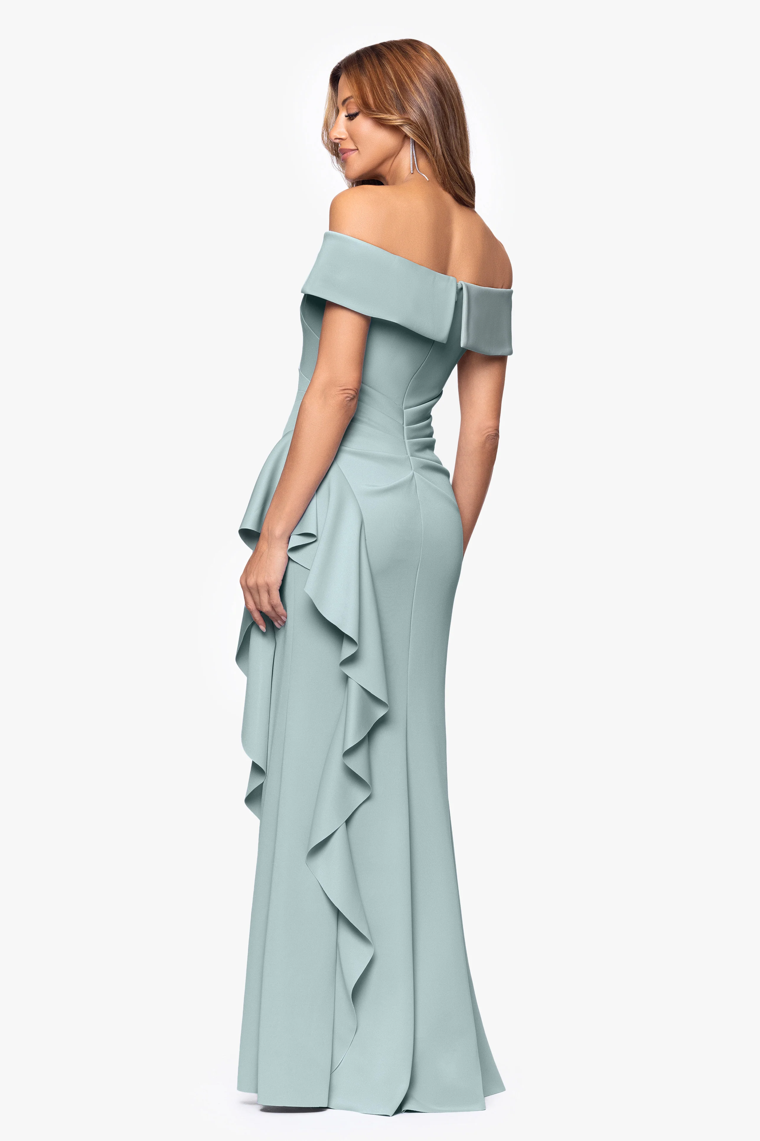 "Dolly" Techno Scuba Off The Shoulder Ruffle Dress - Image 26