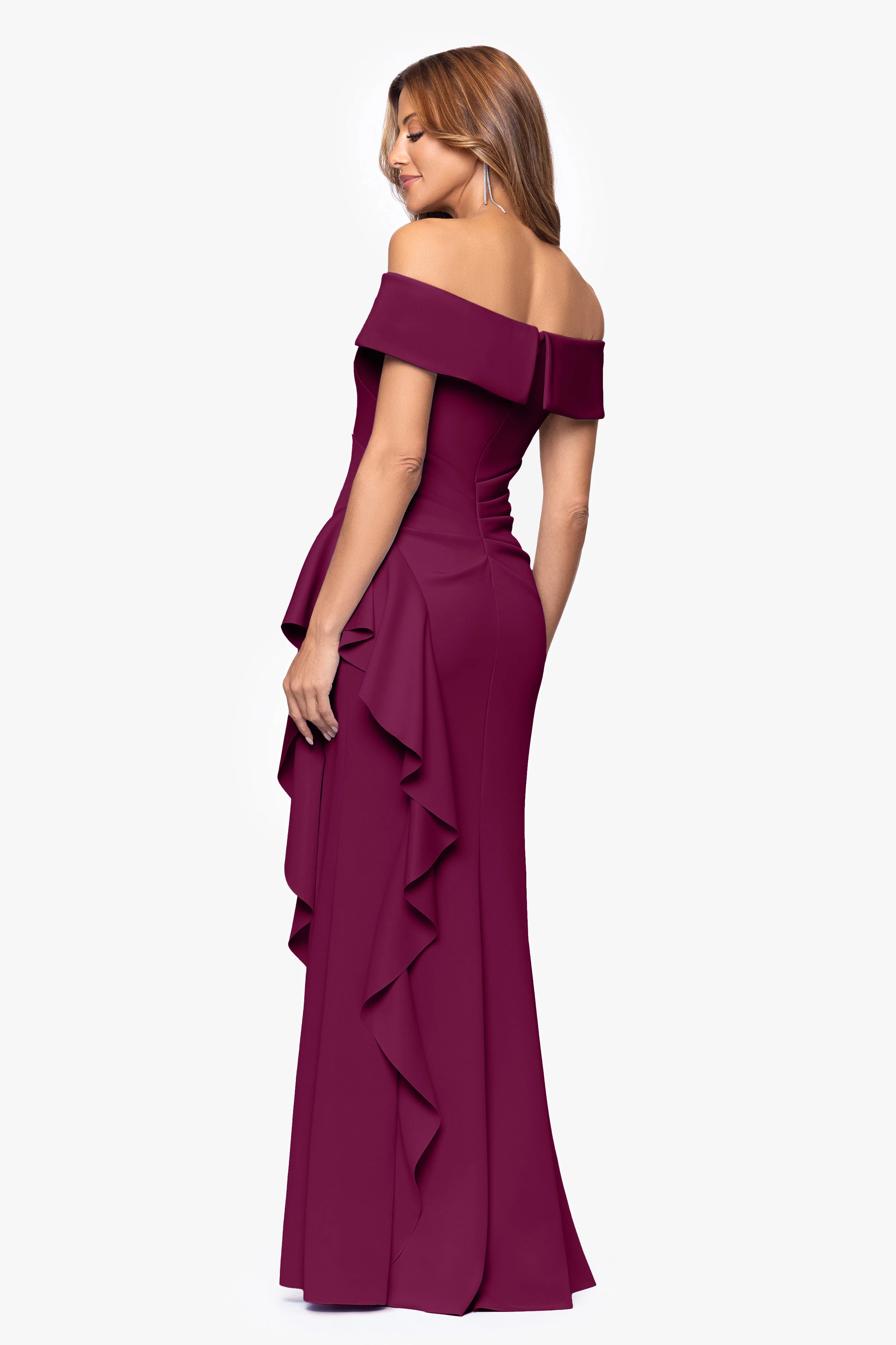 "Dolly" Techno Scuba Off The Shoulder Ruffle Dress - Image 46