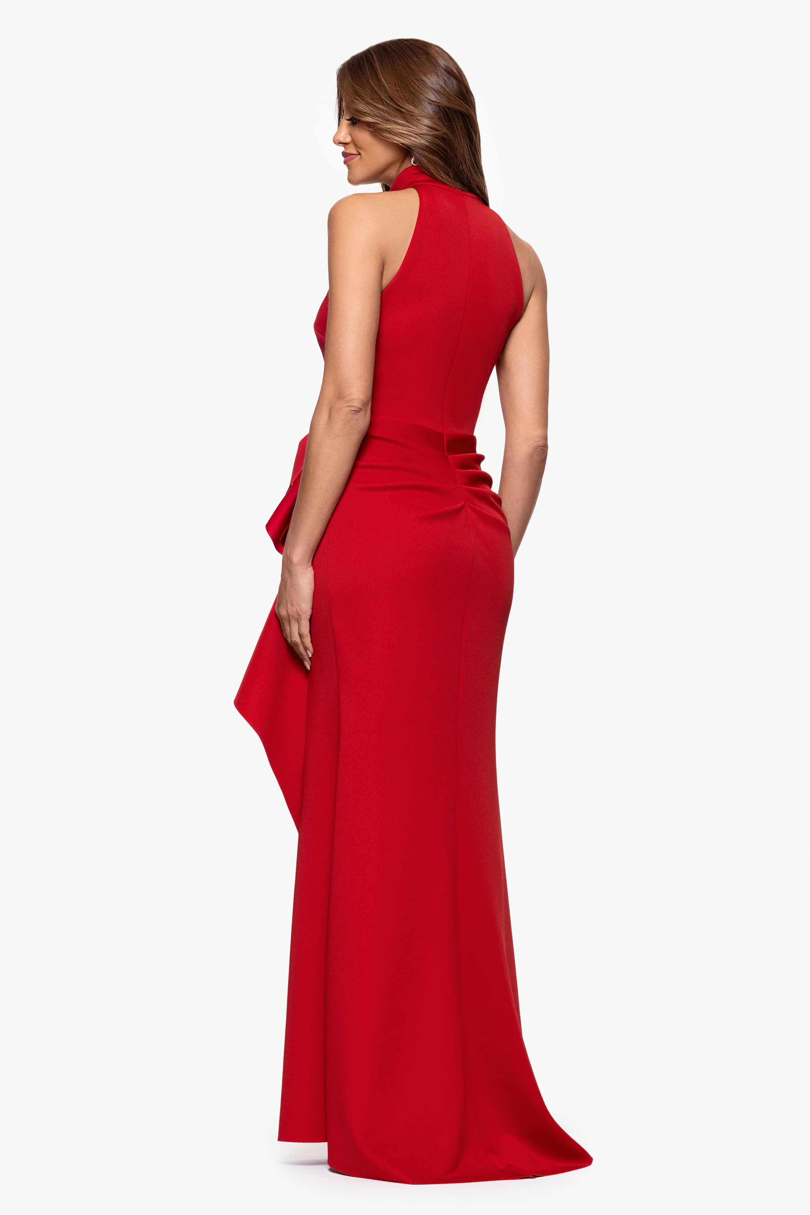 "Eden" Techno Scuba Mock Neck Ruffle Dress - Image 3