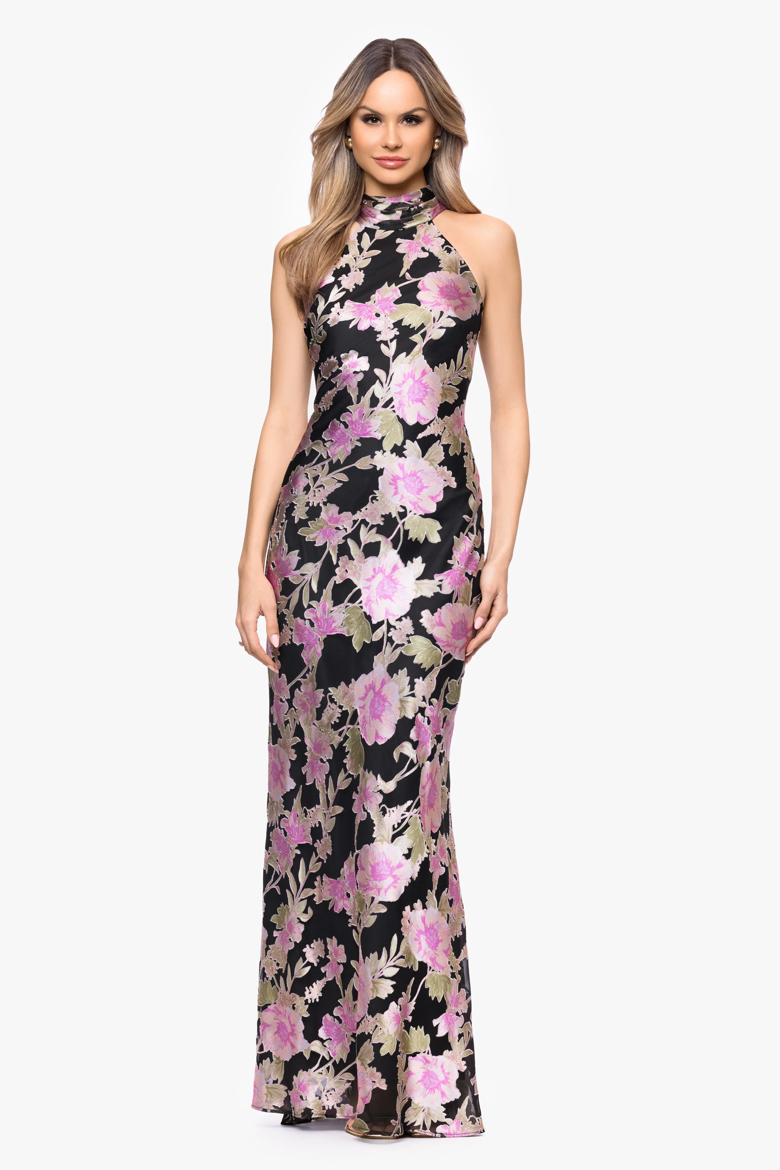 "Elliot" Burnout Chiffon Halter Tie Dress