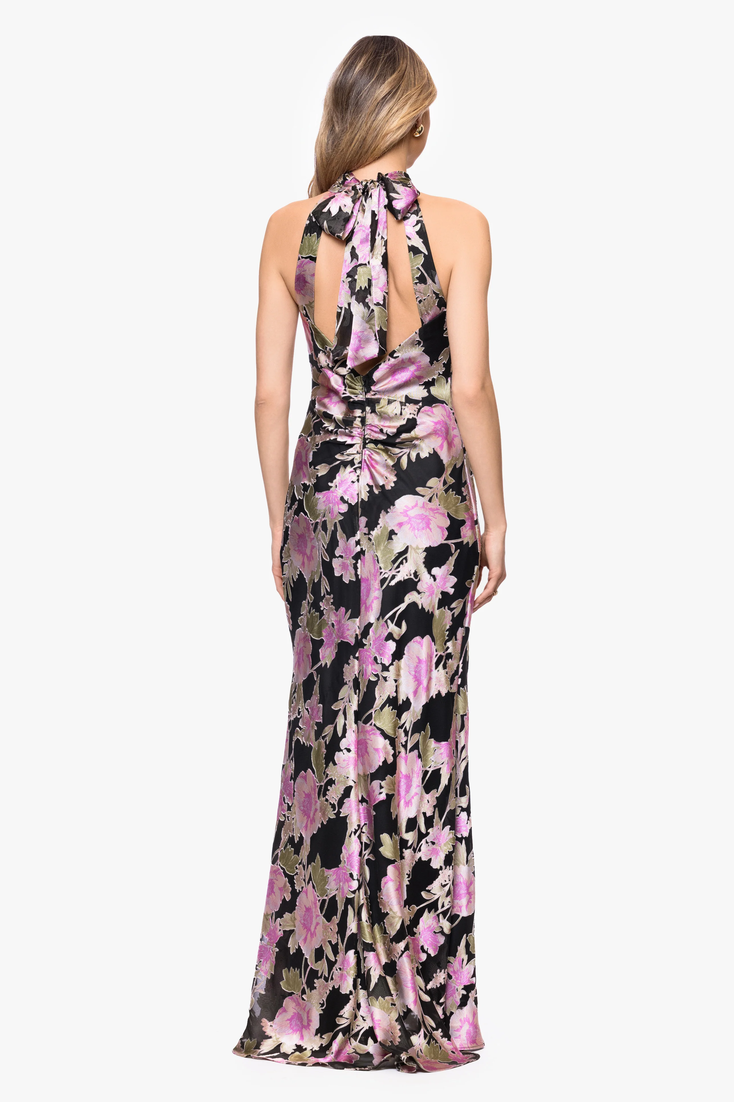 "Elliot" Burnout Chiffon Halter Tie Dress - Image 3