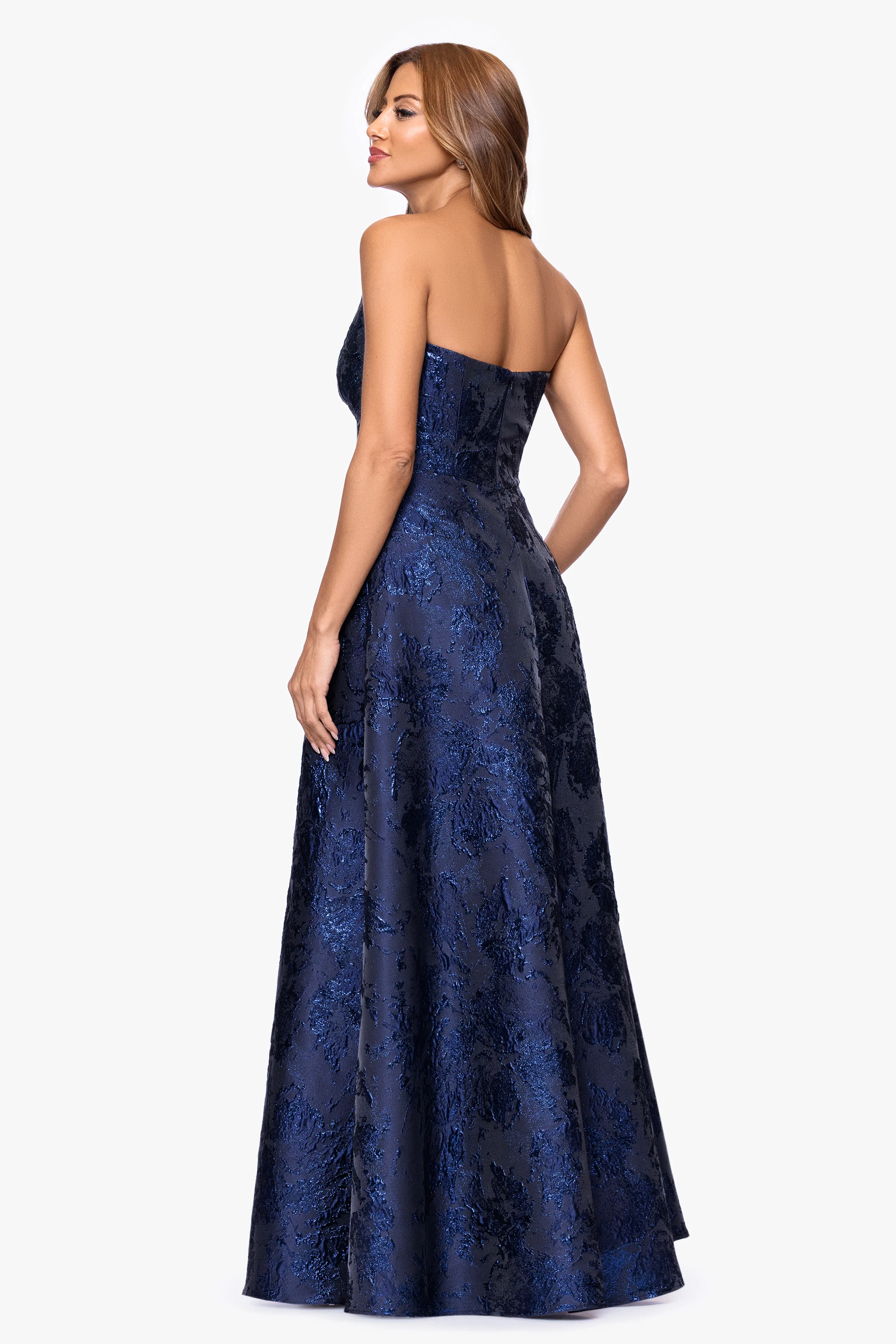 "Emelia" Brocade Strapless Ruffle Dress - Image 4