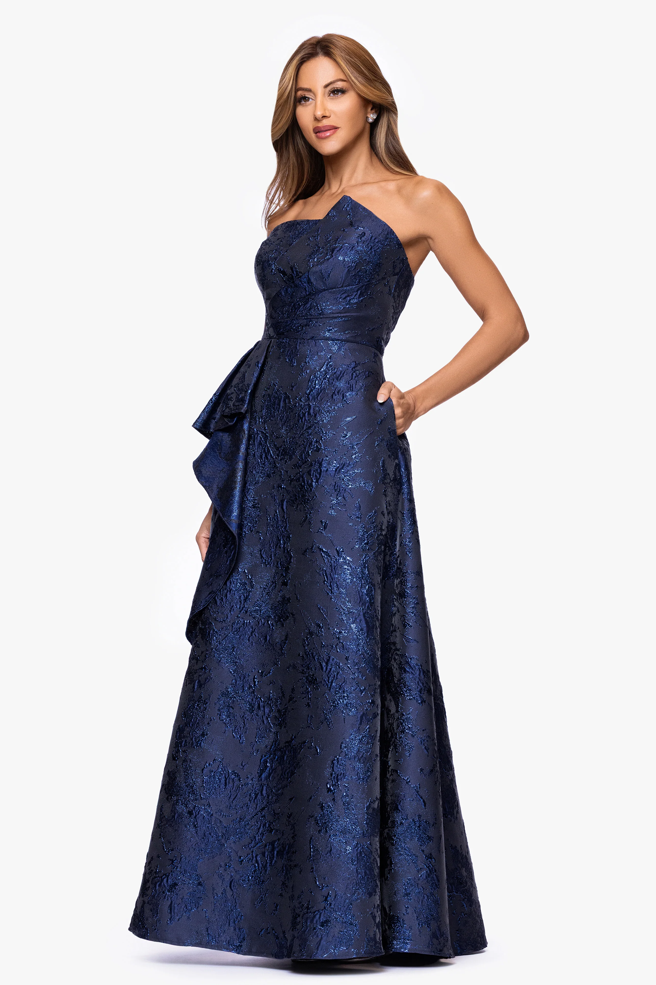 "Emelia" Brocade Strapless Ruffle Dress - Image 5