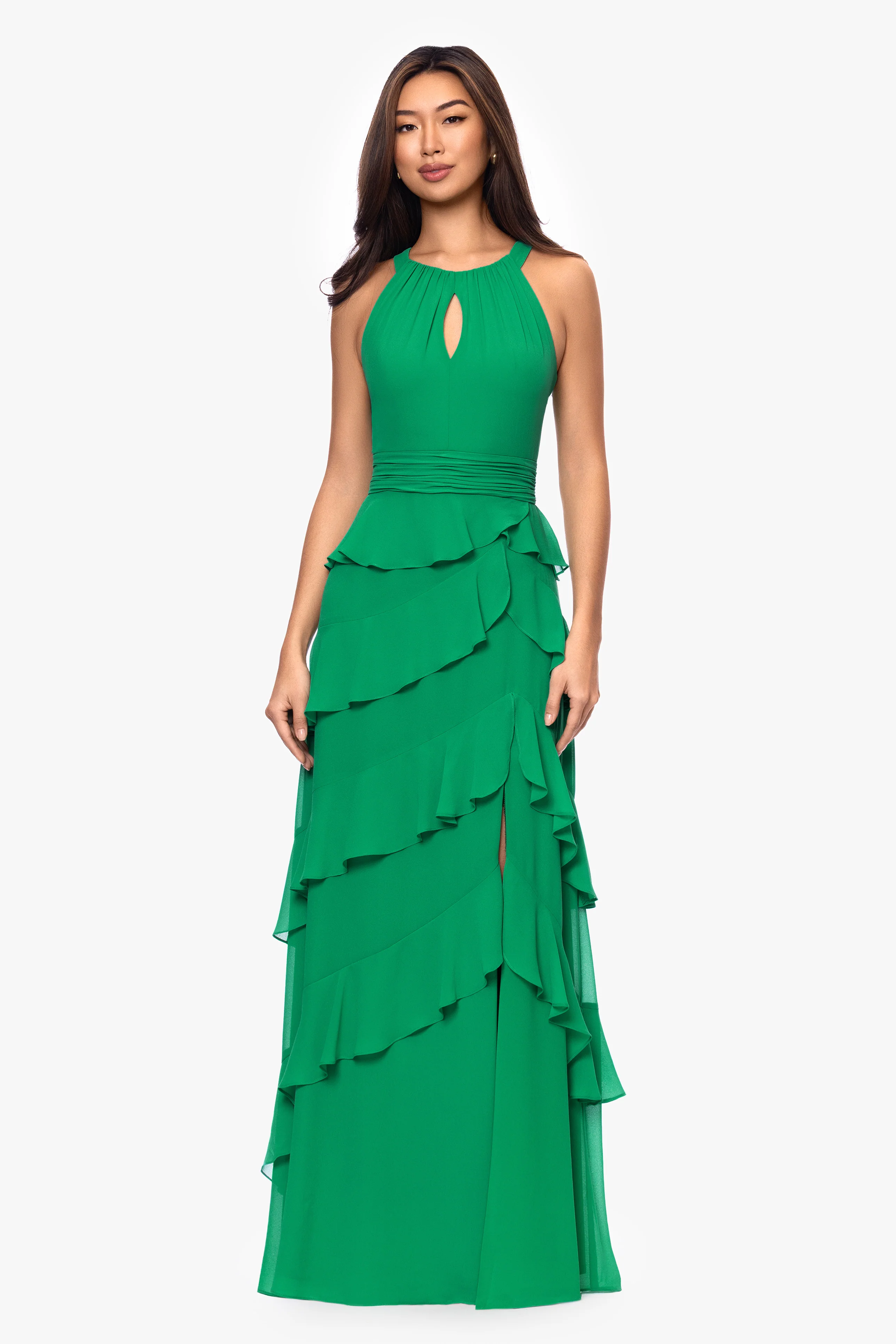 "Emmy" Chiffon Tiered Keyhole Dress