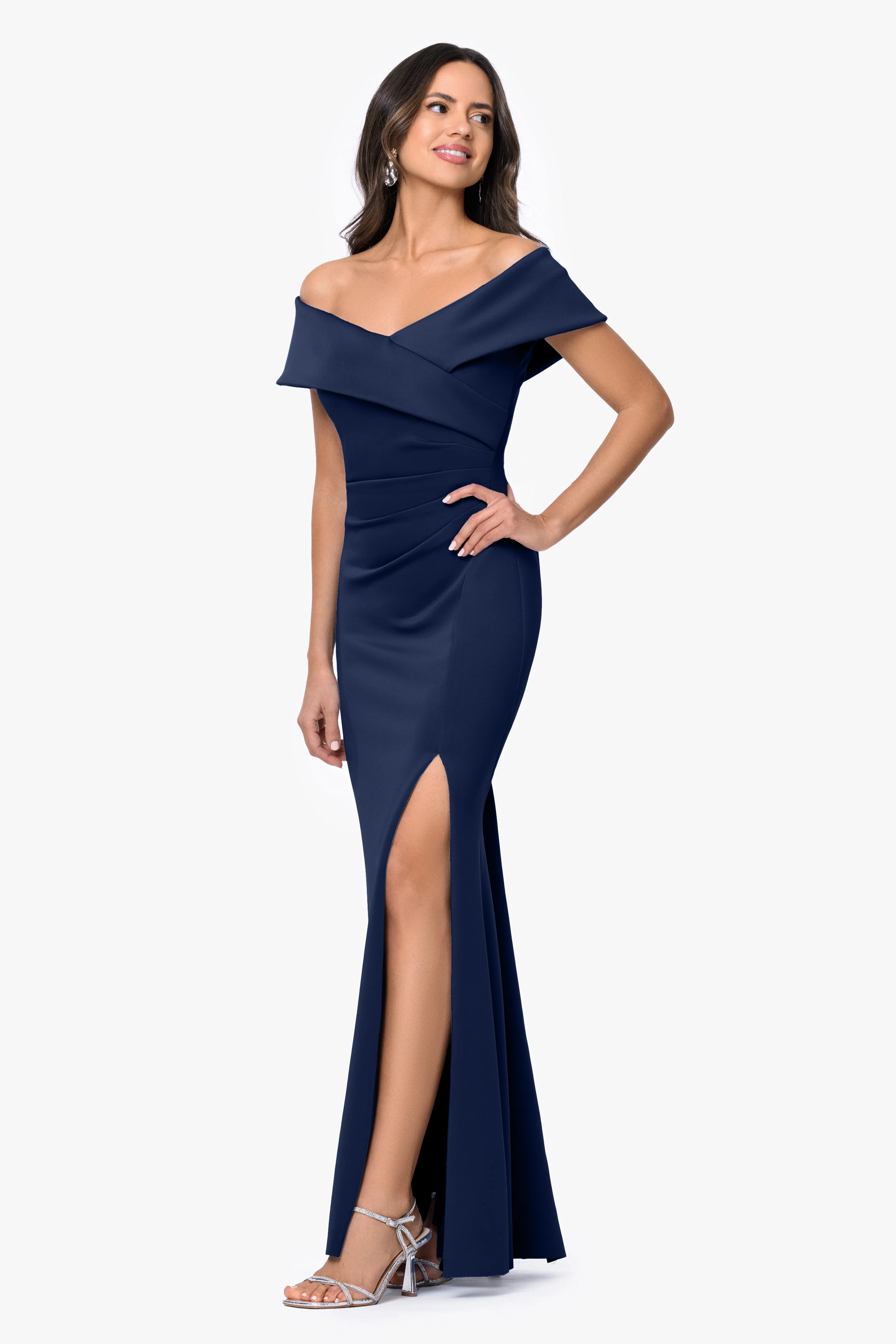 "Faye" Techno Scuba Pleated Dress - Image 4