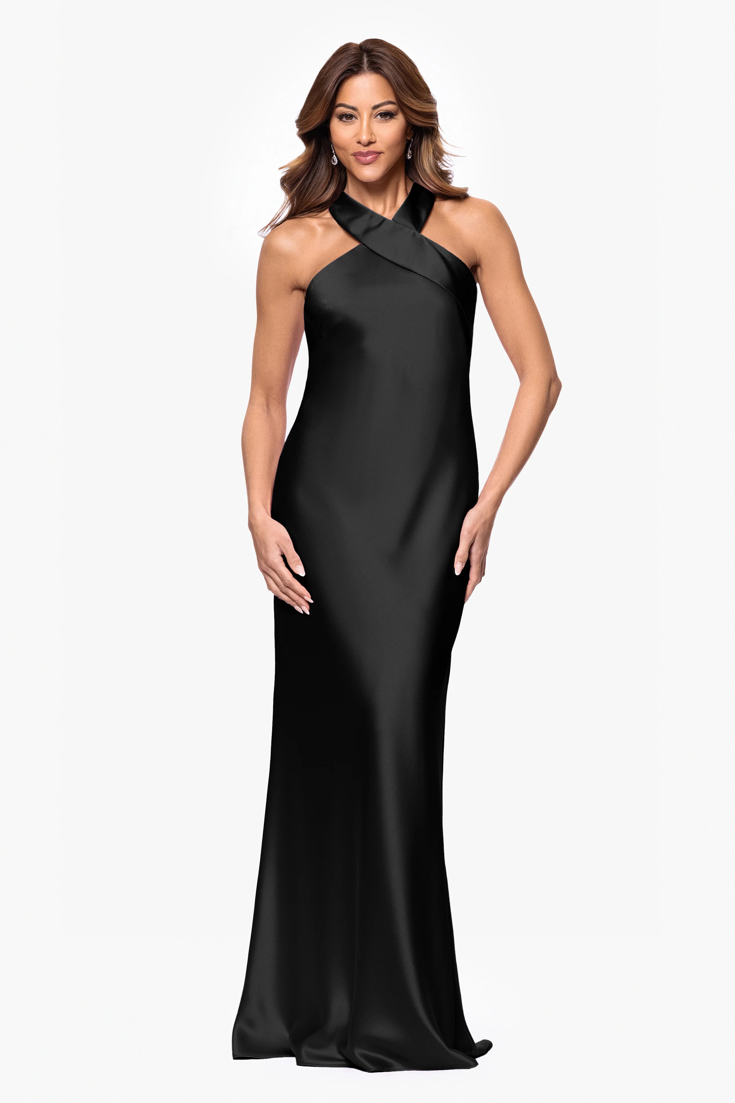 "Francesca" Satin Halter Tie Neck Dress - Image 7