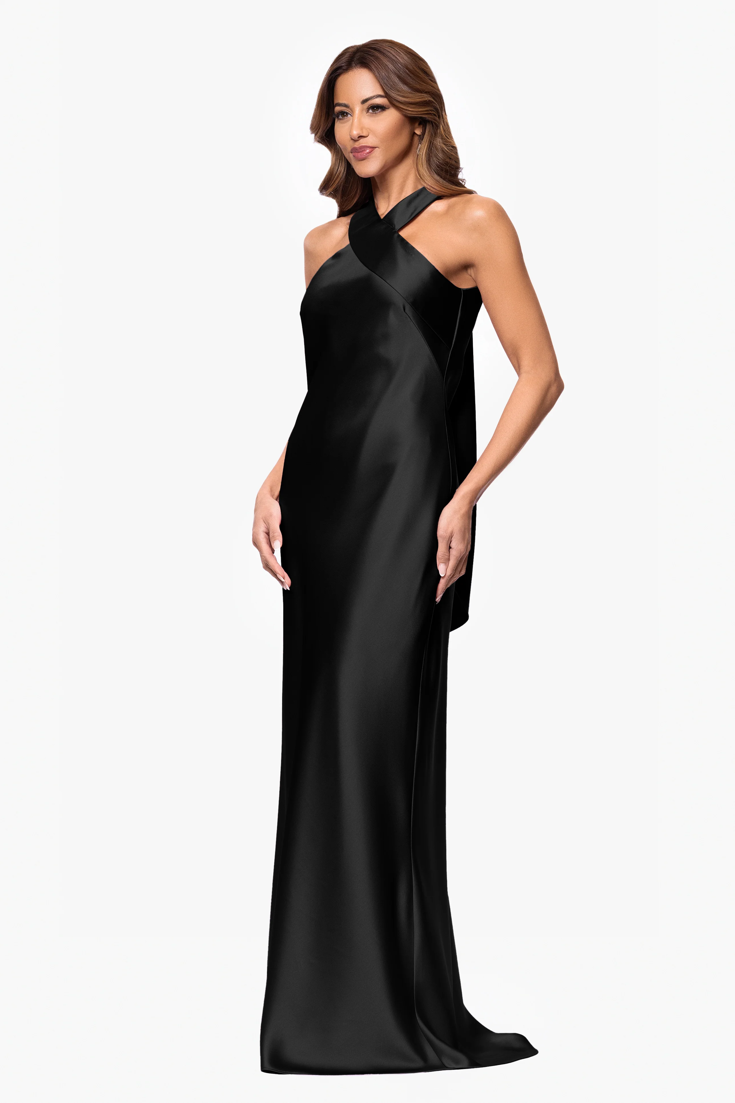 "Francesca" Satin Halter Tie Neck Dress - Image 10