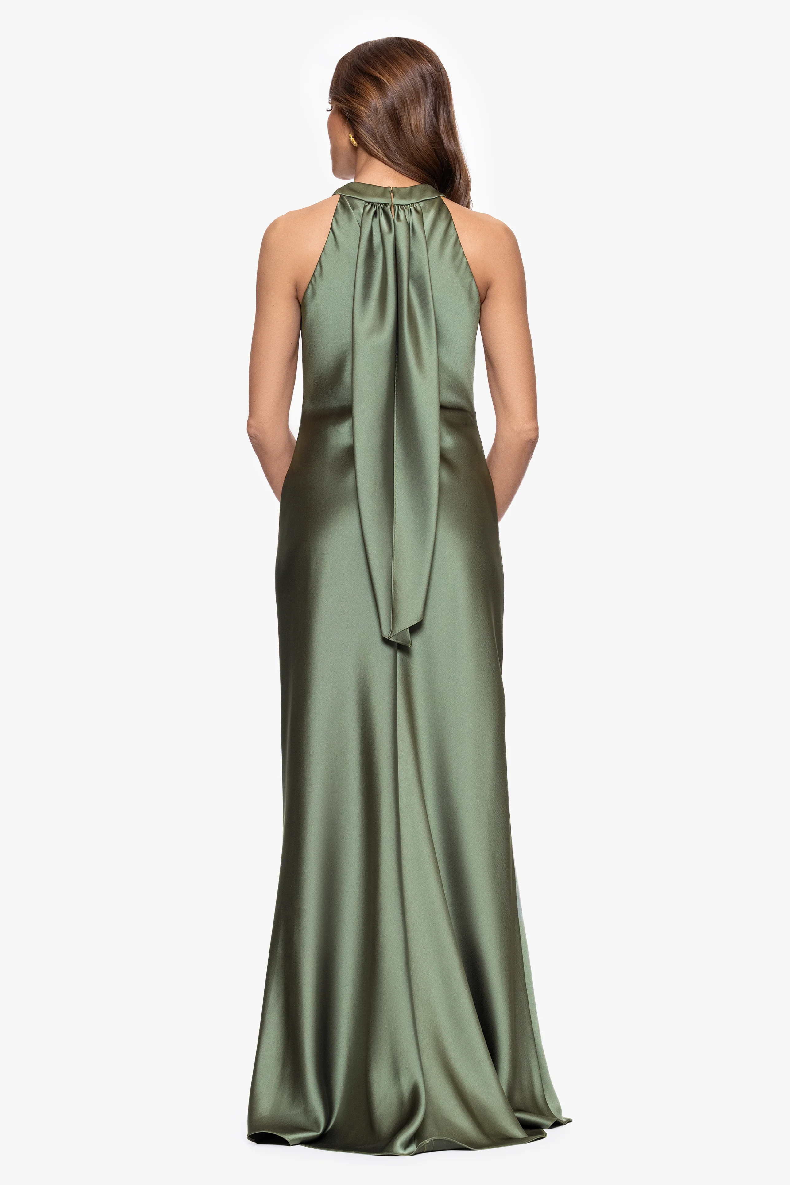 "Francesca" Satin Halter Tie Neck Dress - Image 3