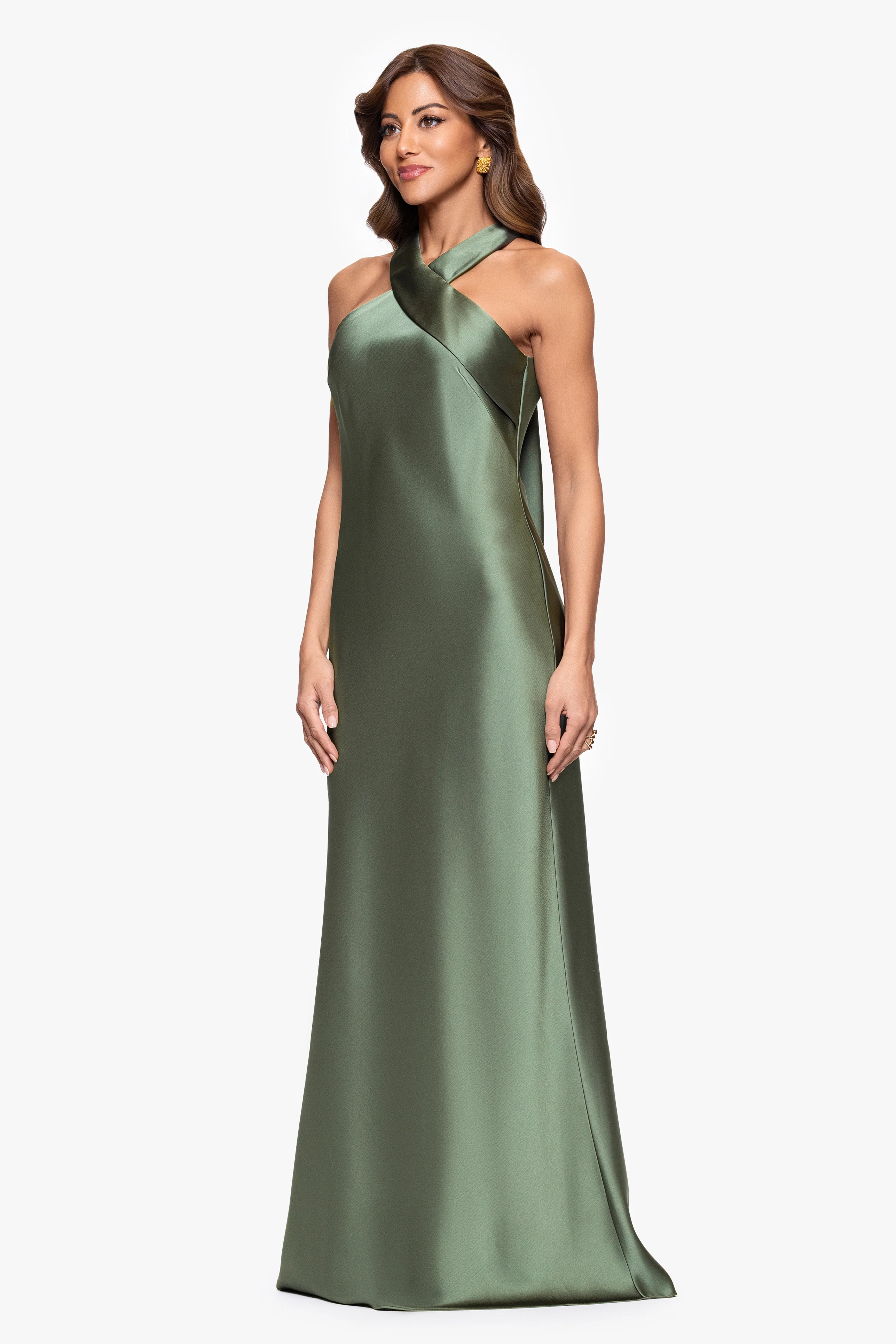 "Francesca" Satin Halter Tie Neck Dress - Image 4