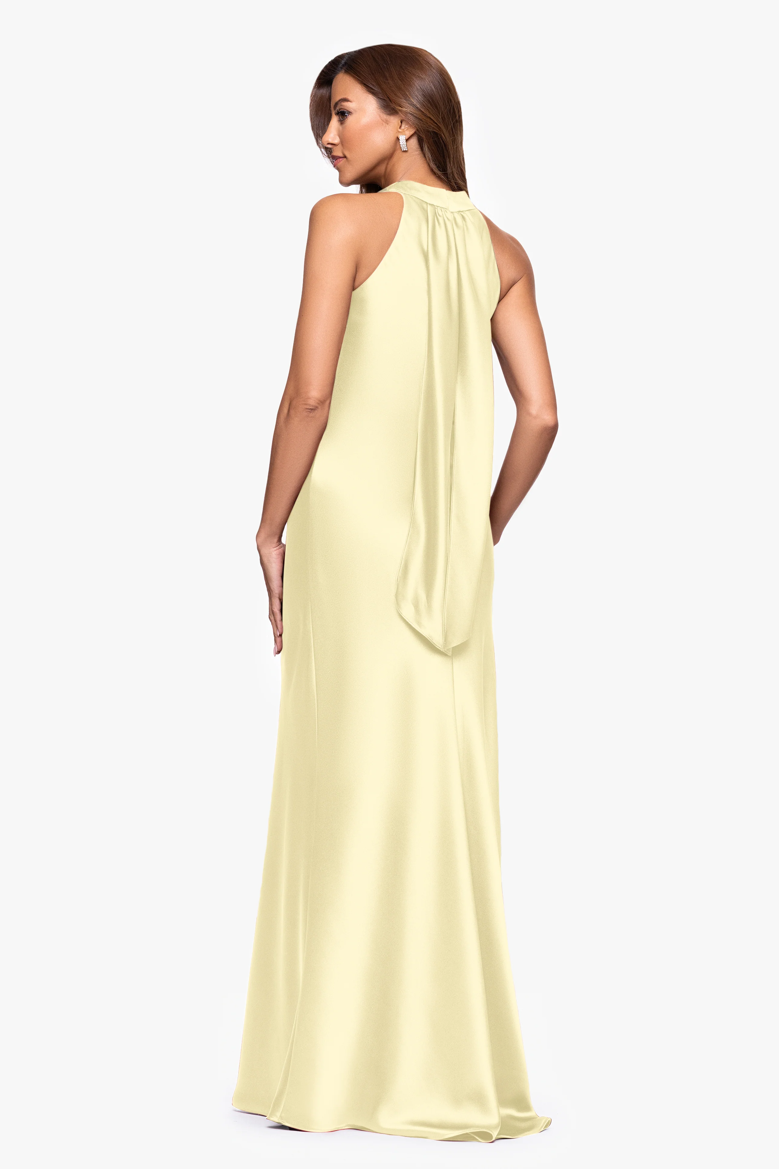 "Francesca" Satin Halter Tie Neck Dress - Image 19