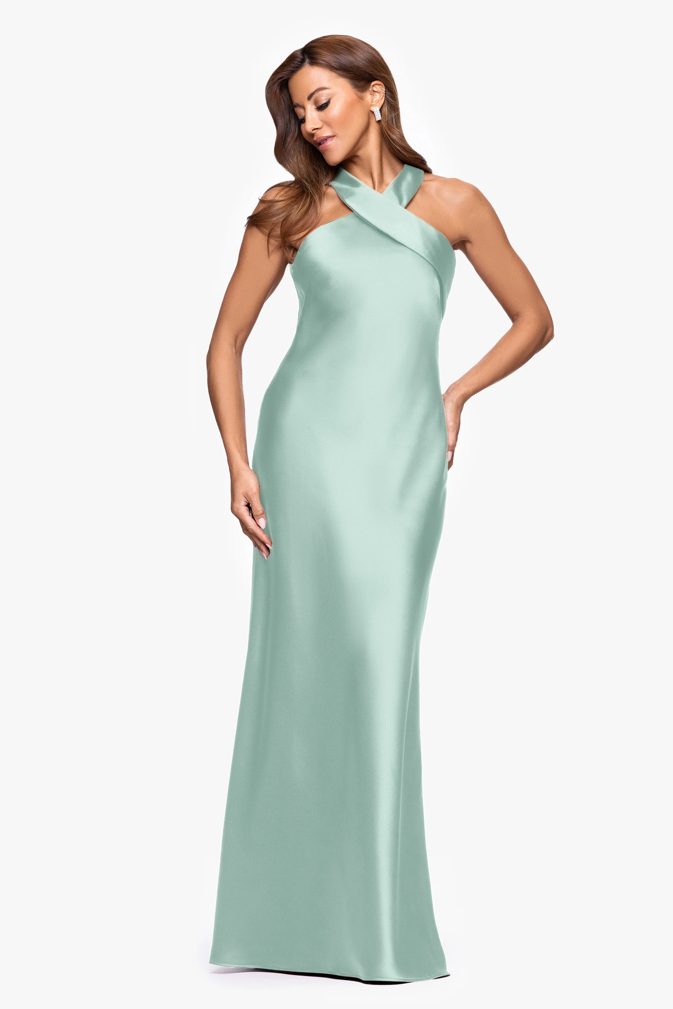 "Francesca" Satin Halter Tie Neck Dress - Image 22