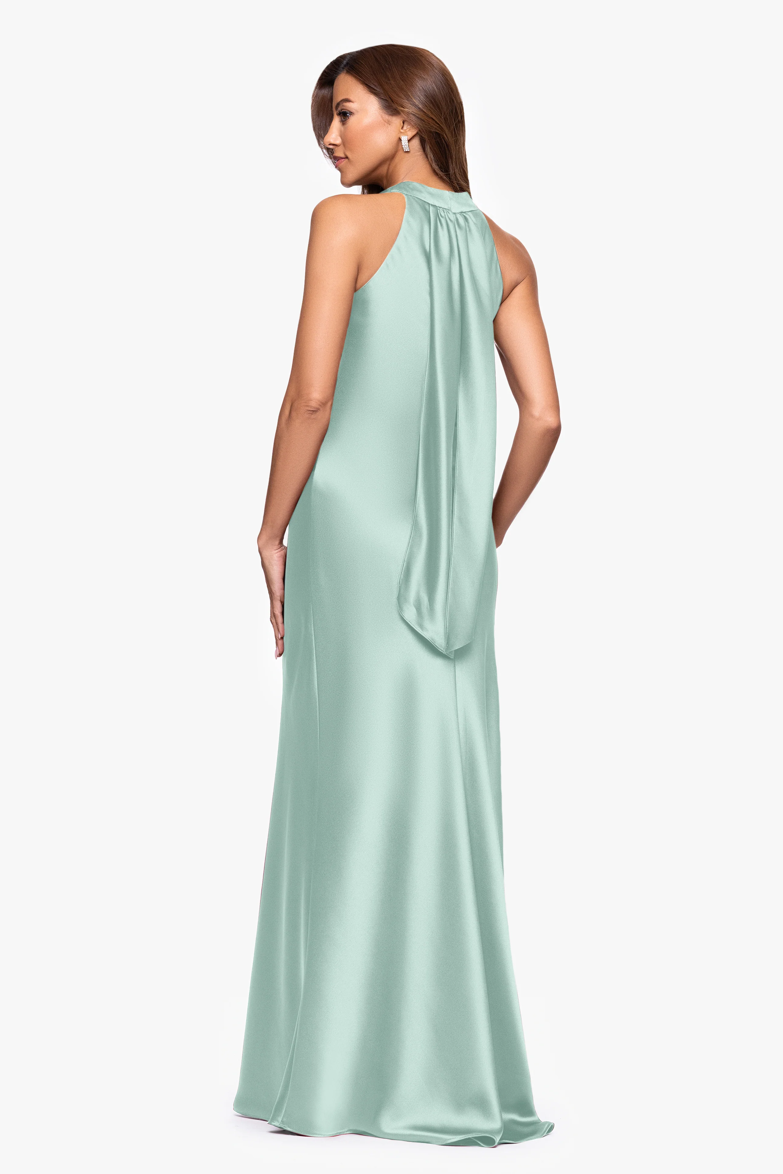 "Francesca" Satin Halter Tie Neck Dress - Image 25