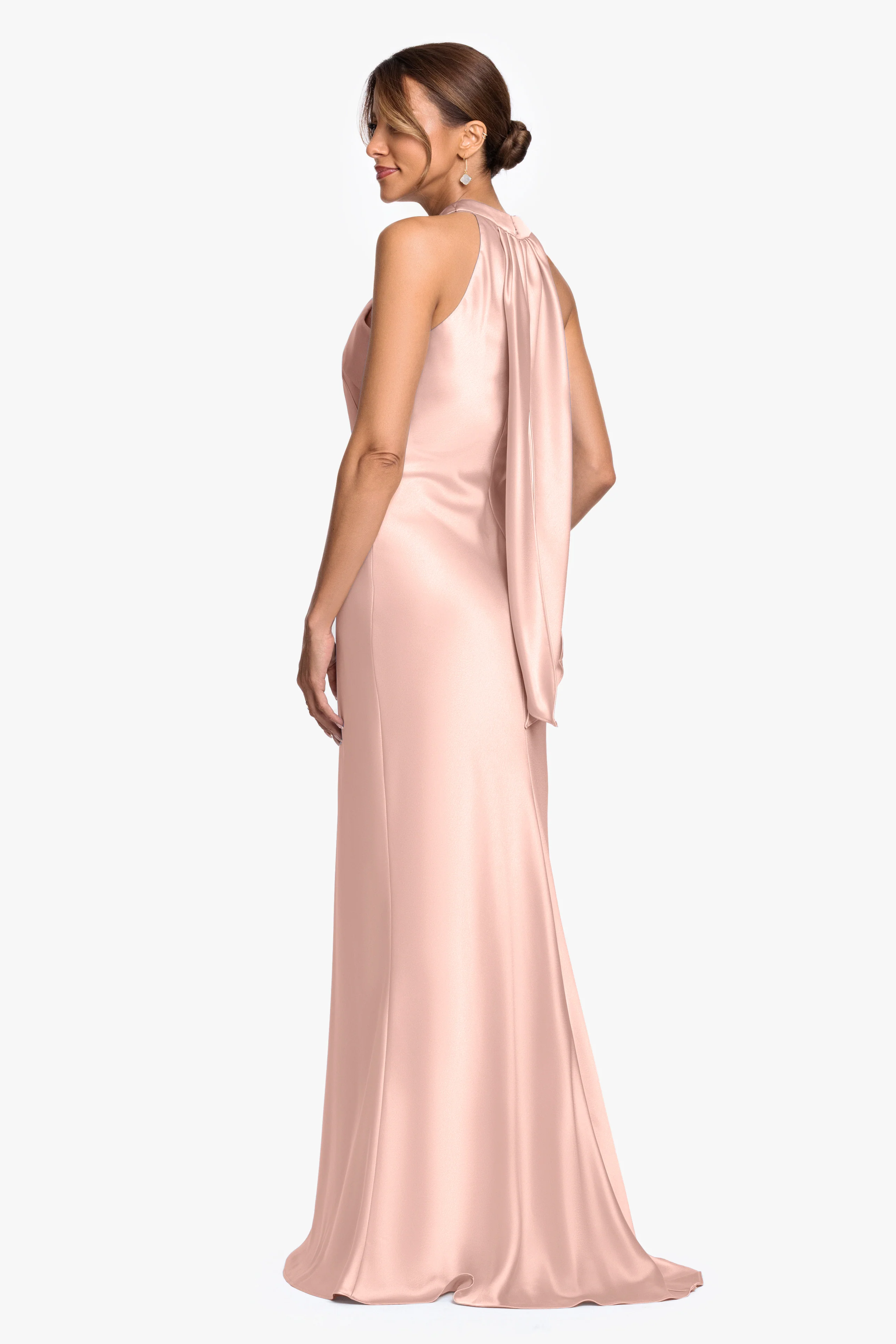 "Francesca" Satin Halter Tie Neck Dress - Image 14