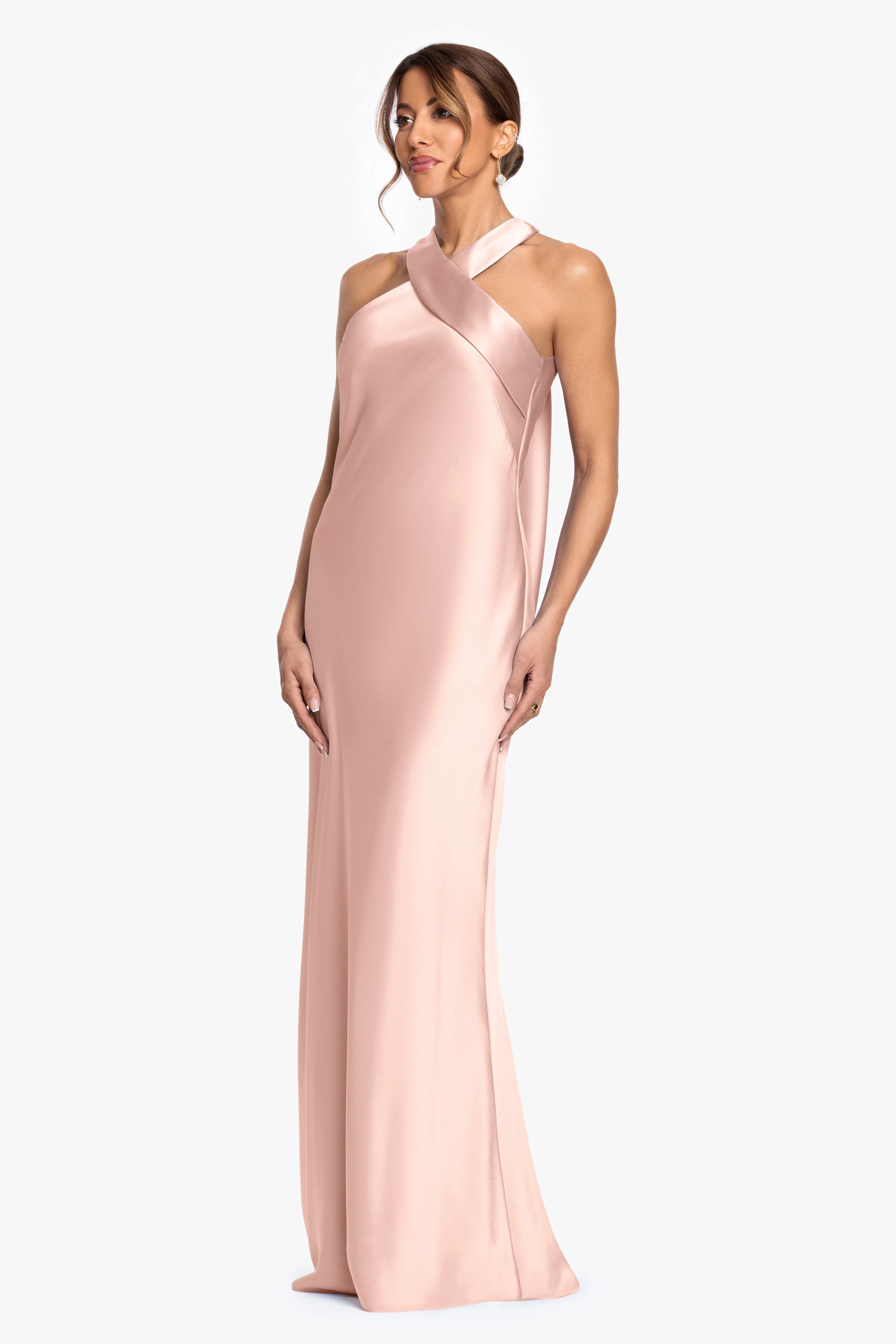 "Francesca" Satin Halter Tie Neck Dress - Image 15