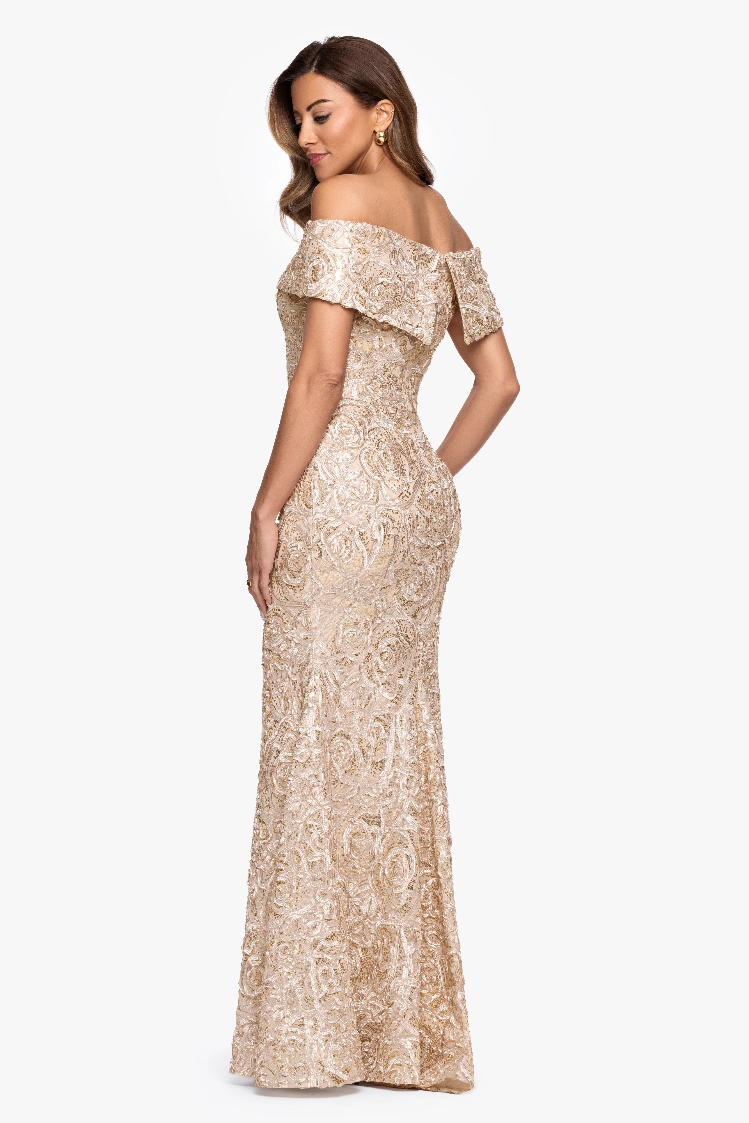 "Georgia" Soutache Off The Shoulder Gown - Image 4