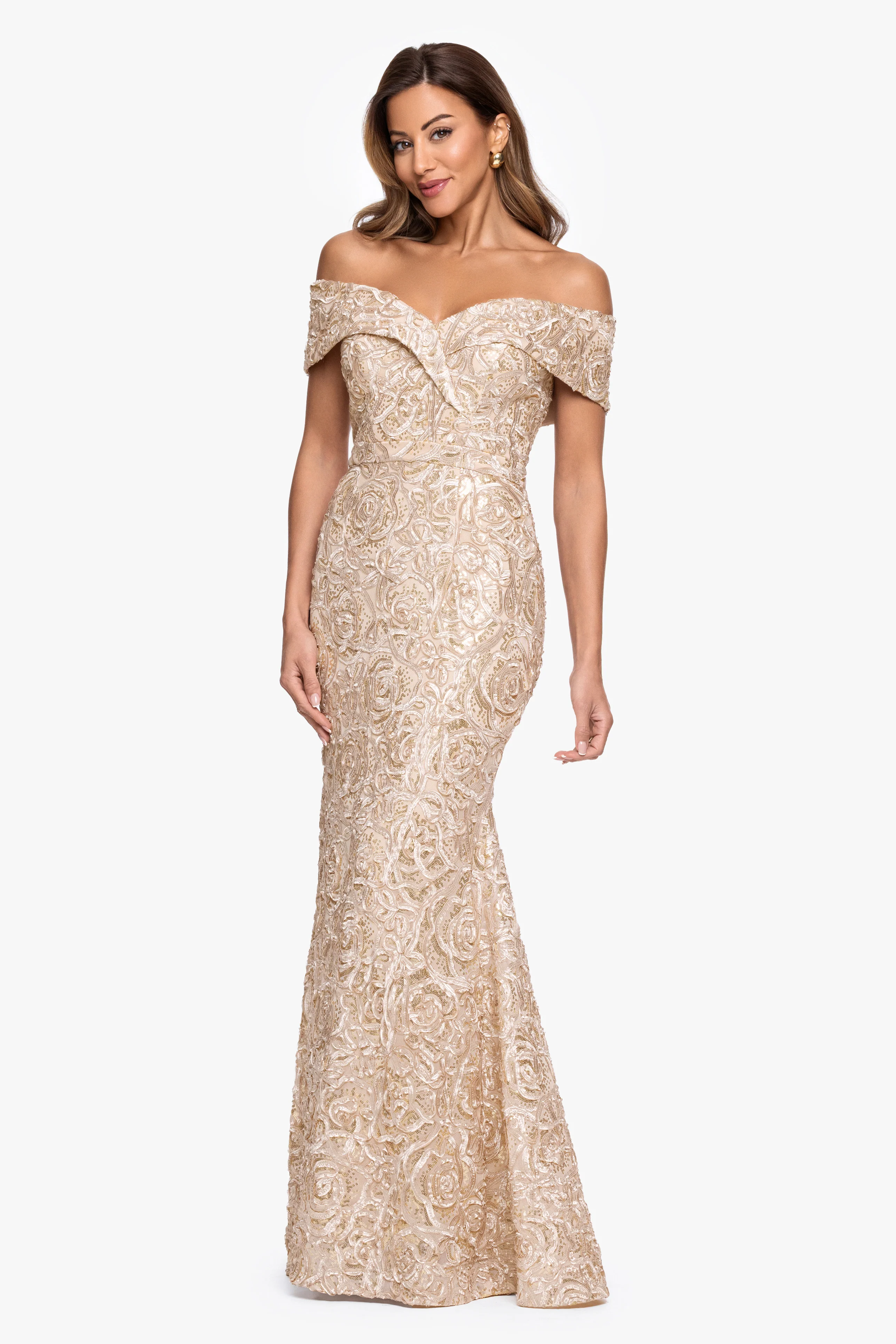 "Georgia" Soutache Off The Shoulder Gown - Image 5