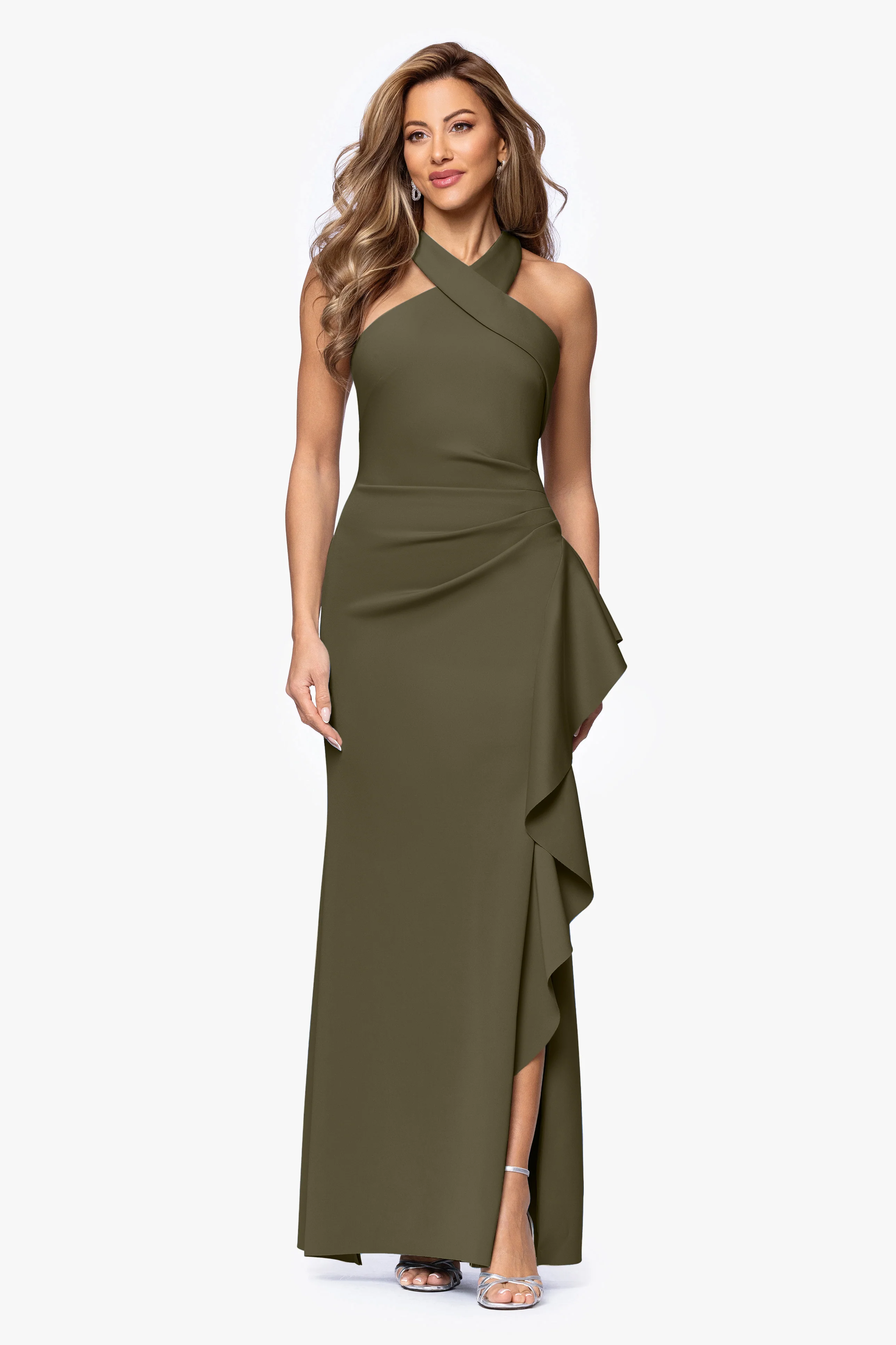 "Gigi" Techno Scuba Cross Neck Dress - Image 41