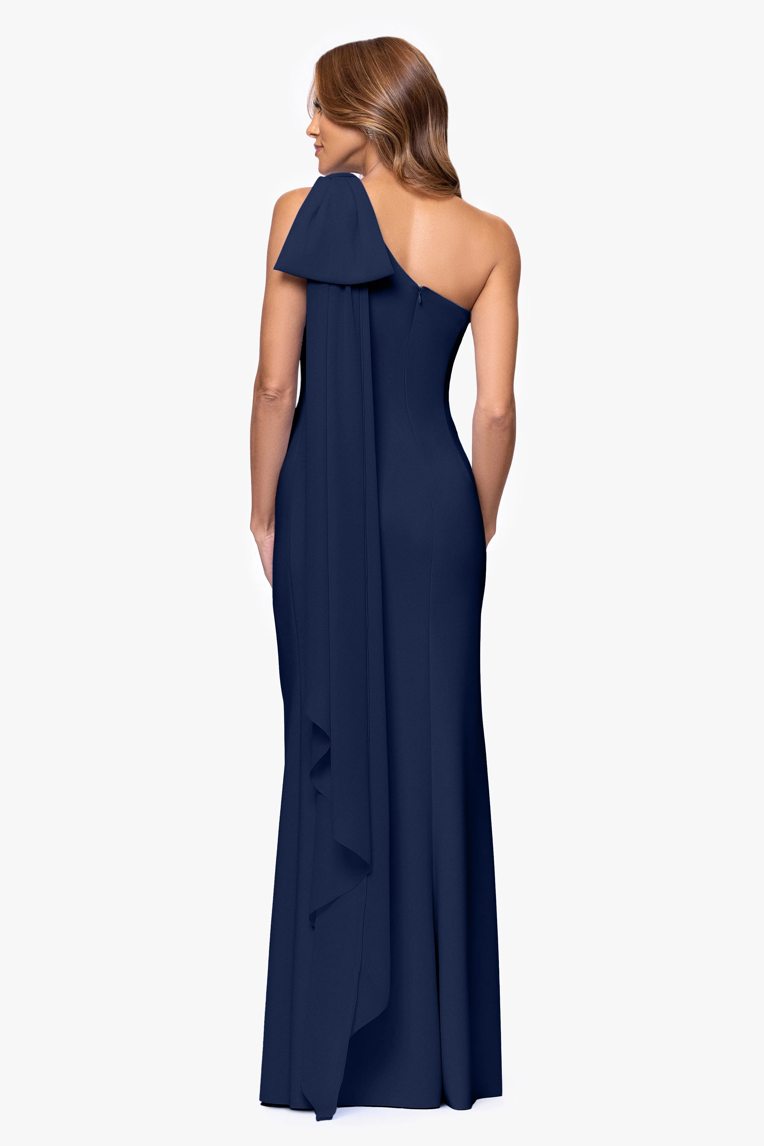 "Gwen" Techno Scuba One Shoulder Sash Dress - Image 9