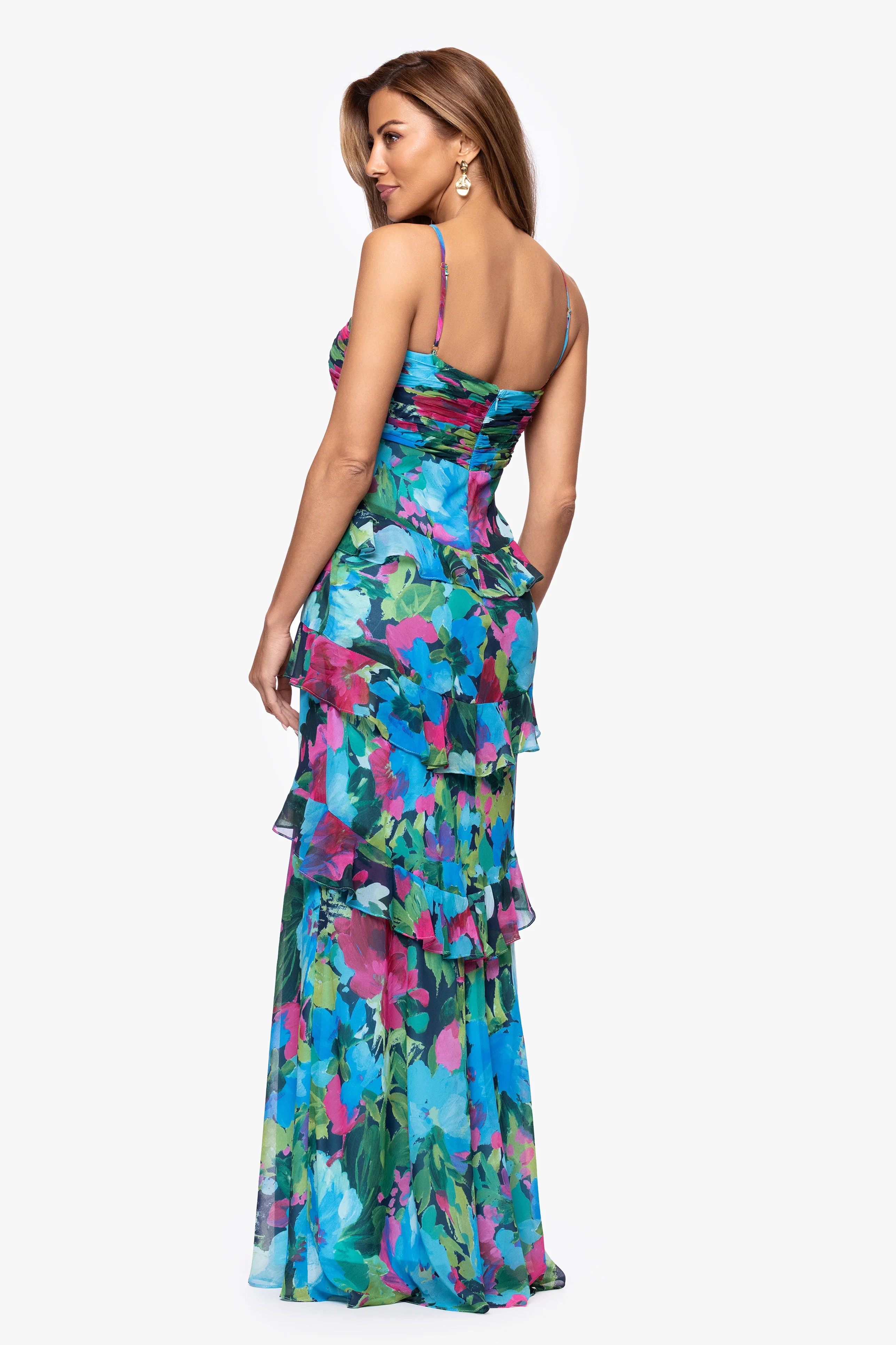 "Jayla" Print Chiffon Tiered Ruffle Dress - Image 3