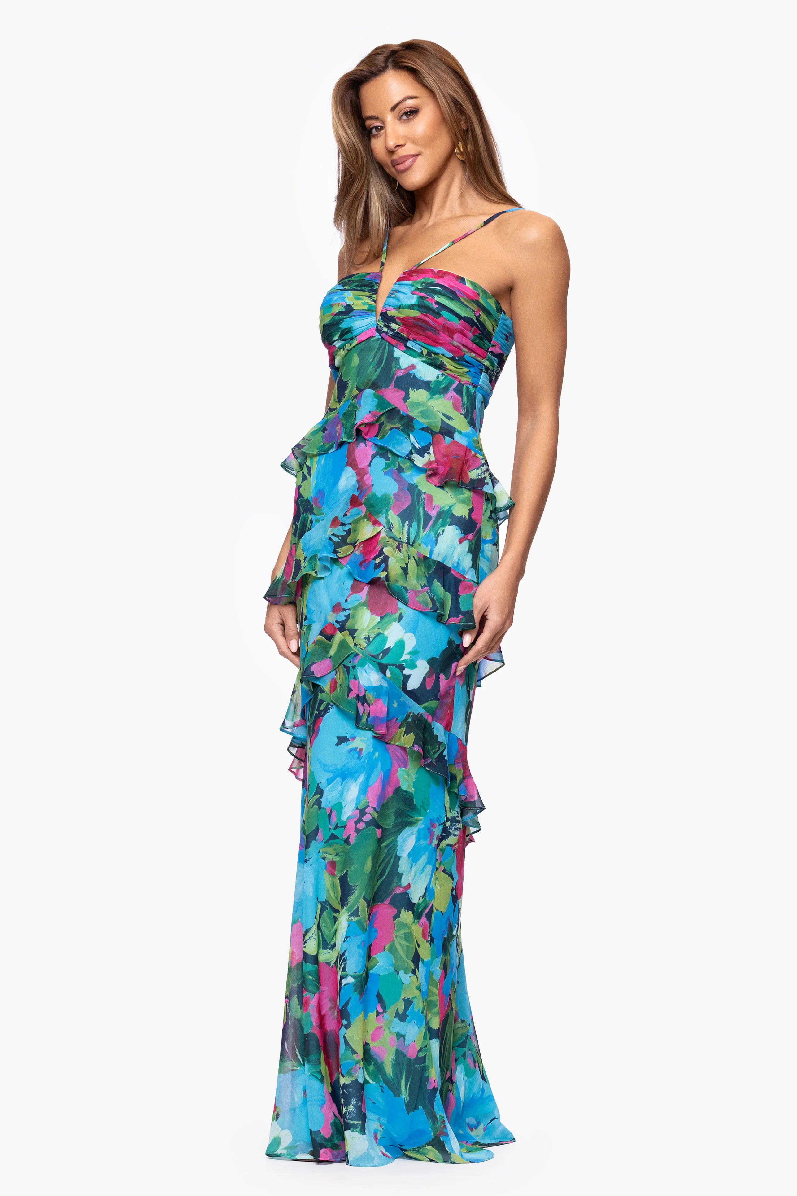 "Jayla" Print Chiffon Tiered Ruffle Dress - Image 4