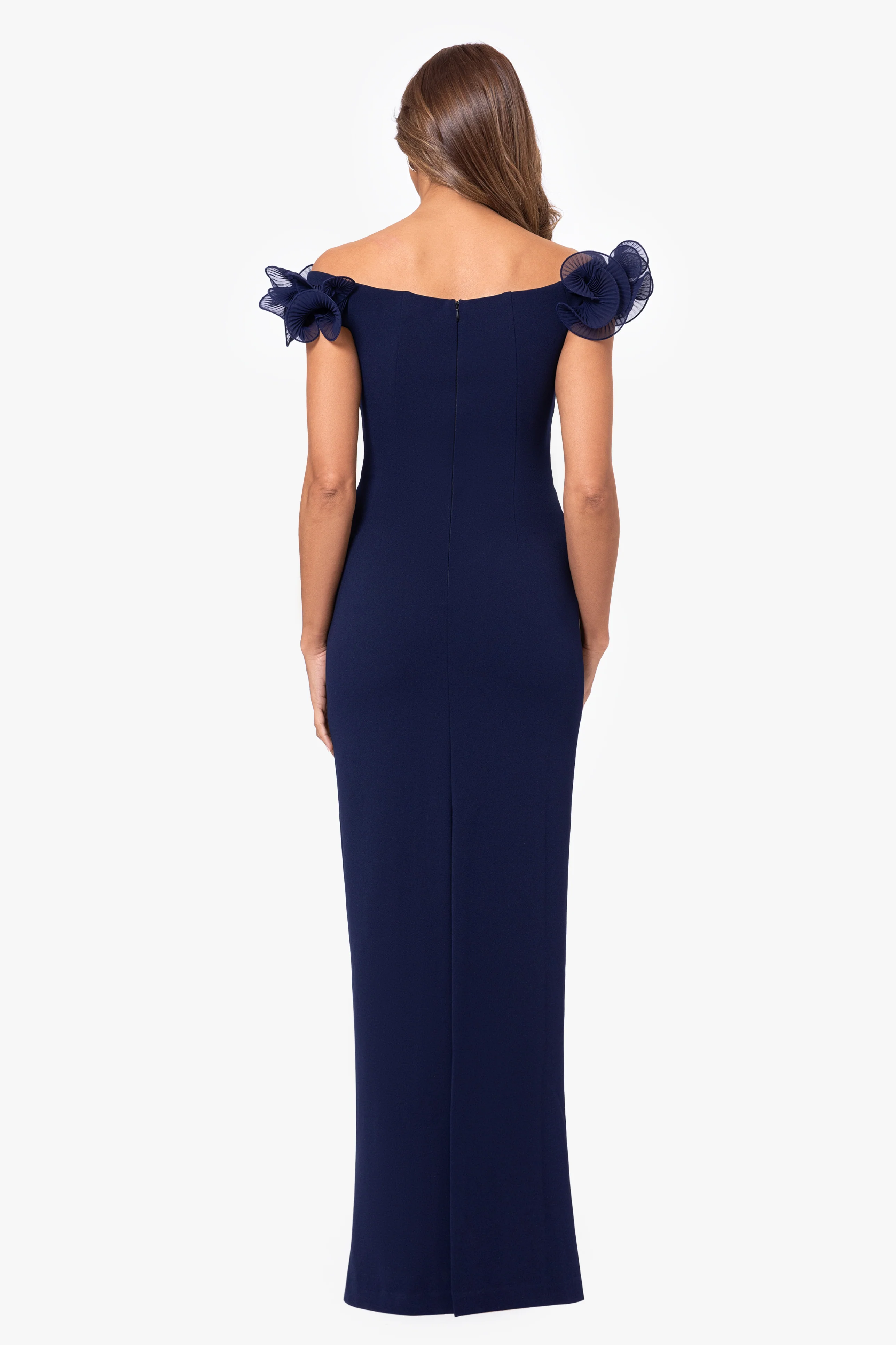 "Jessica" Scuba Crepe Ruffle Wire Neck Dress - Image 3