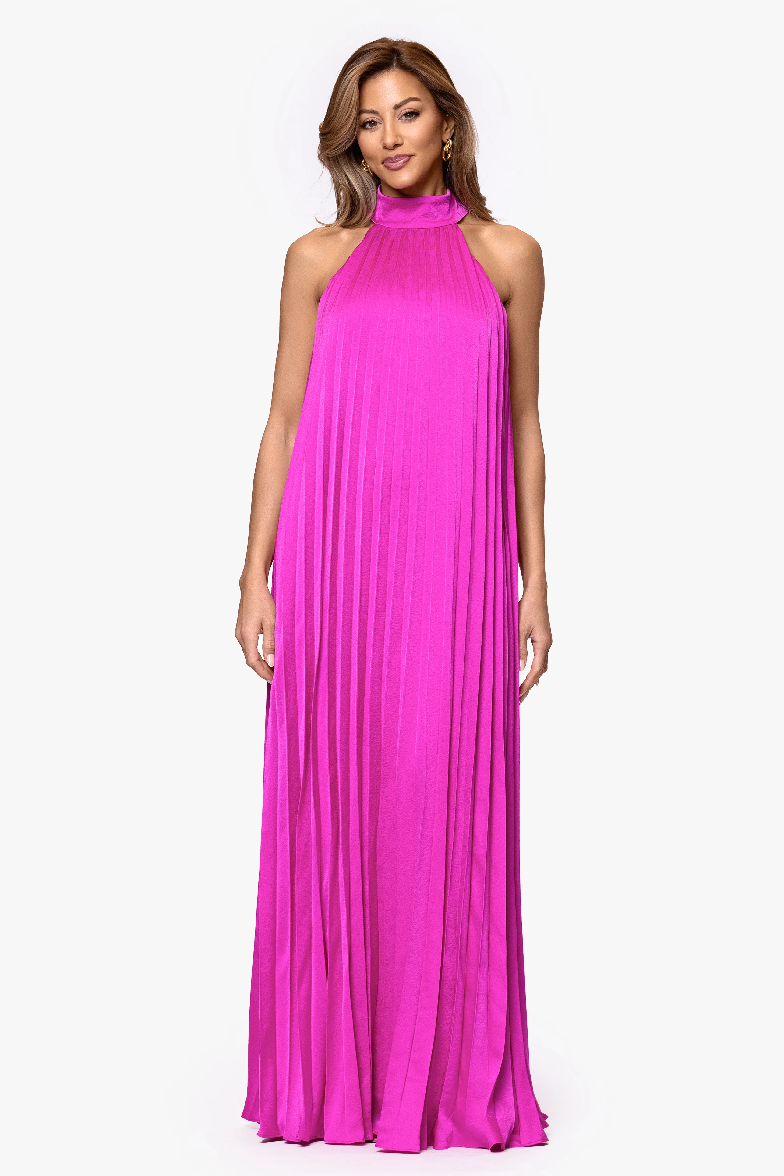 "Klaudine" Satin Mock Neck Dress - Image 2