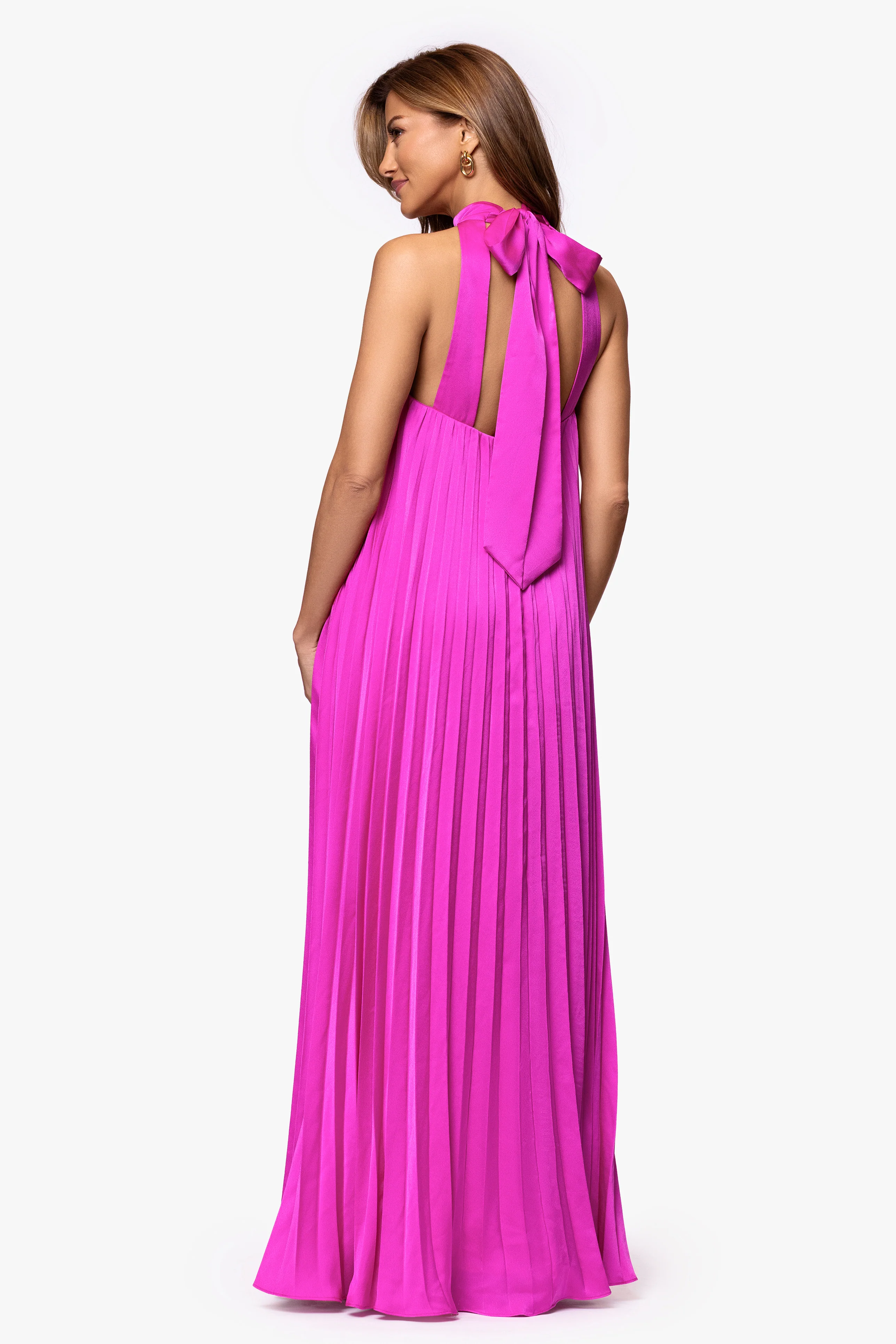 "Klaudine" Satin Mock Neck Dress - Image 4