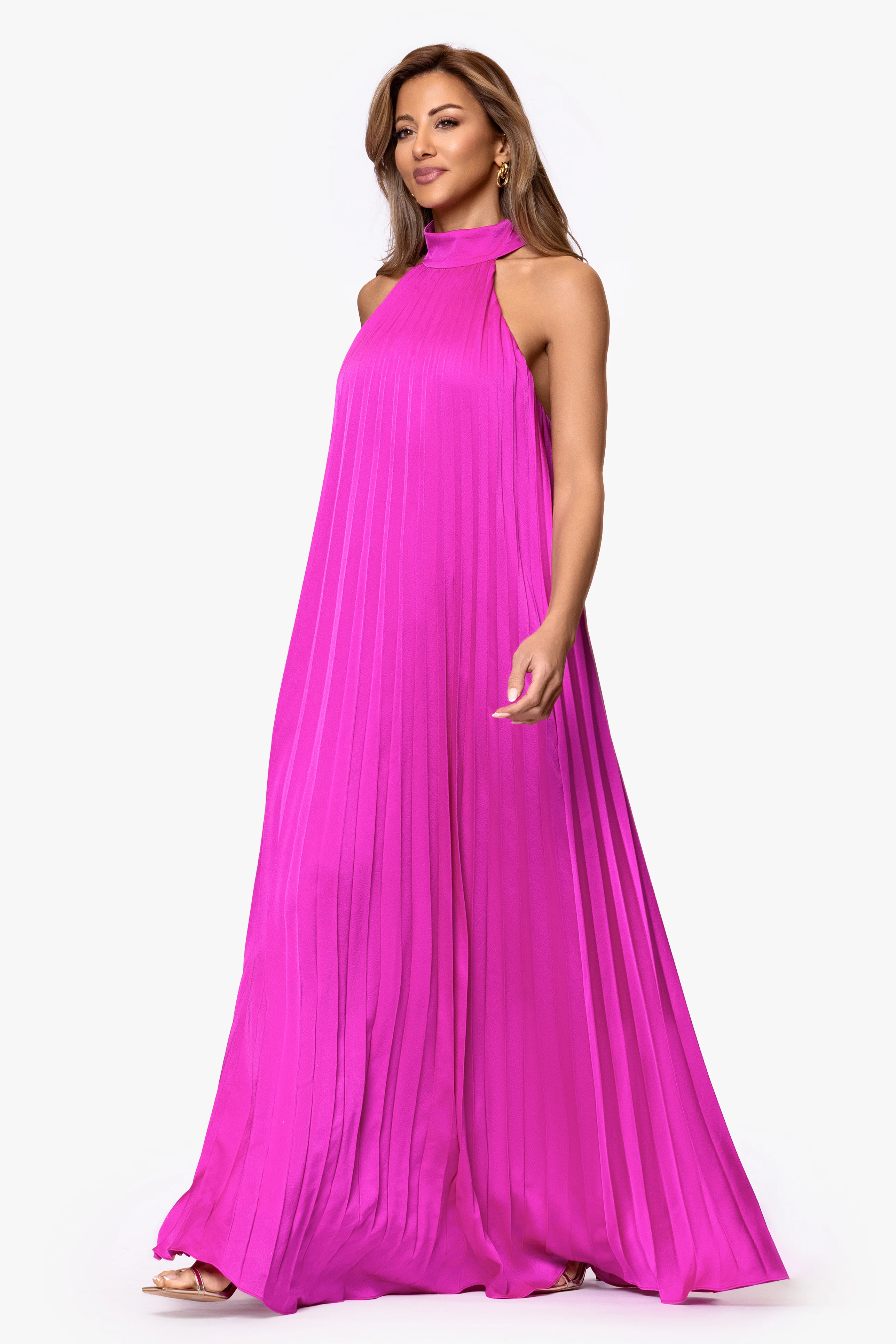 "Klaudine" Satin Mock Neck Dress - Image 5
