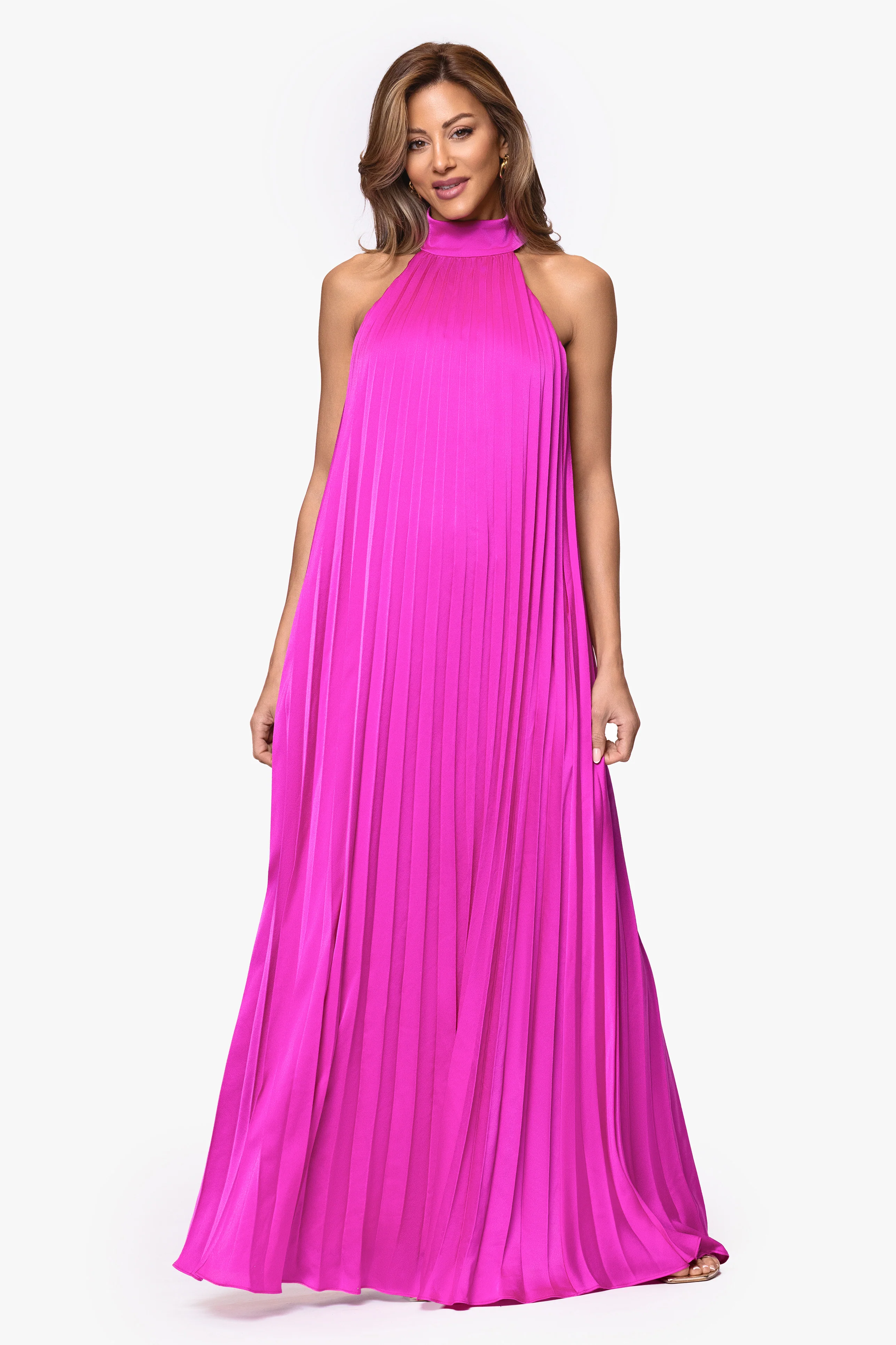 "Klaudine" Satin Mock Neck Dress - Image 6