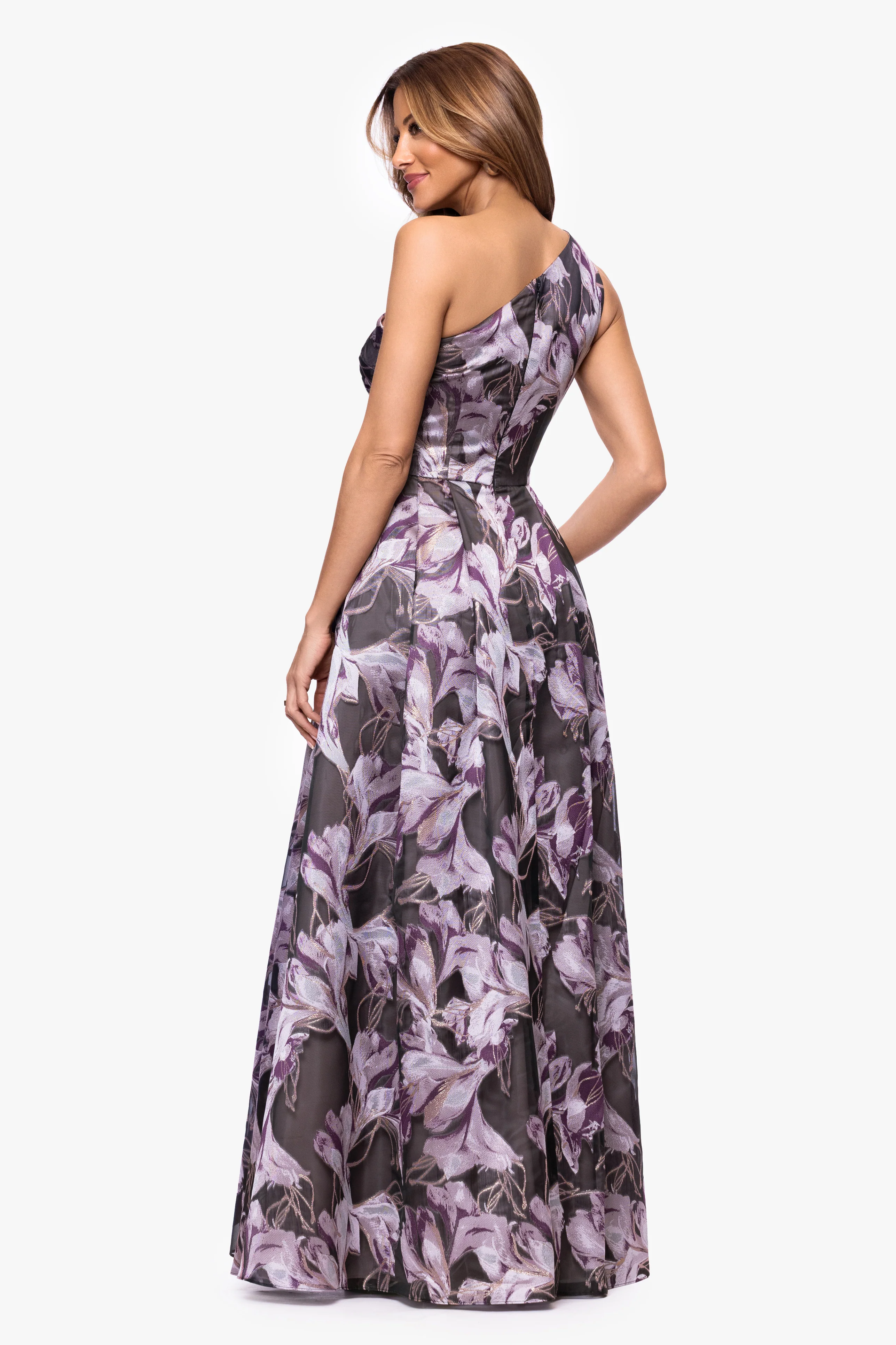 "Lennon" Organza Burnout One Shoulder Dress - Image 4