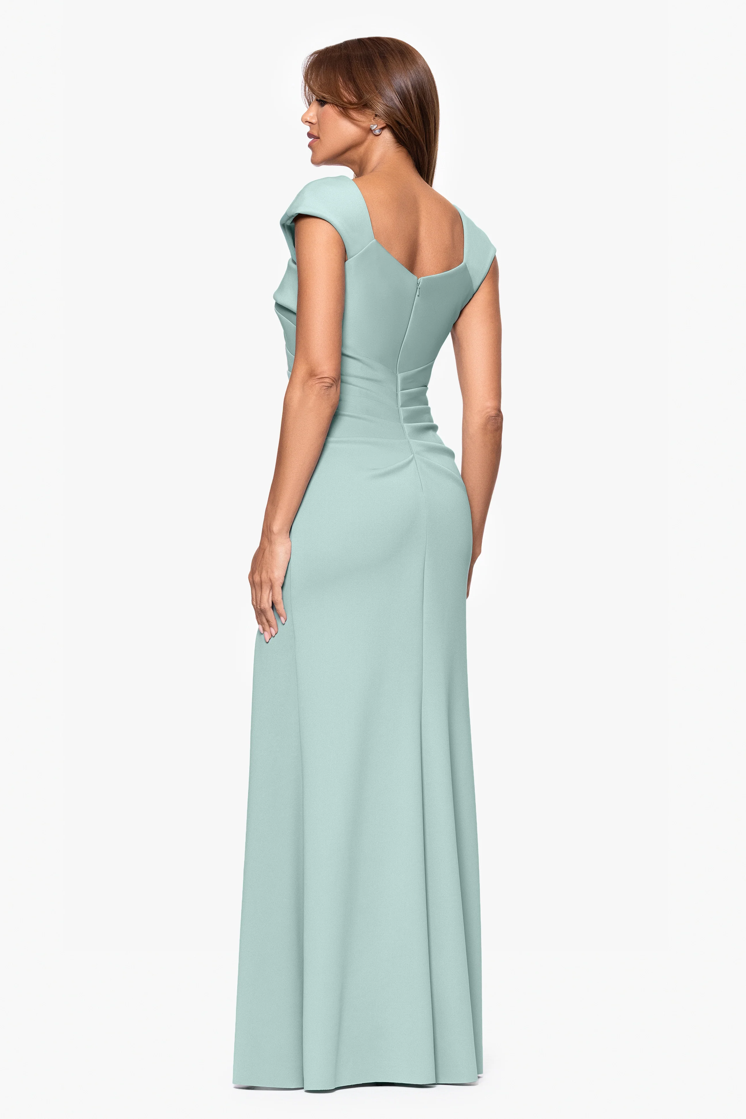 "Lenore" Techno Scuba Asymmetrical Neckline Dress - Image 17
