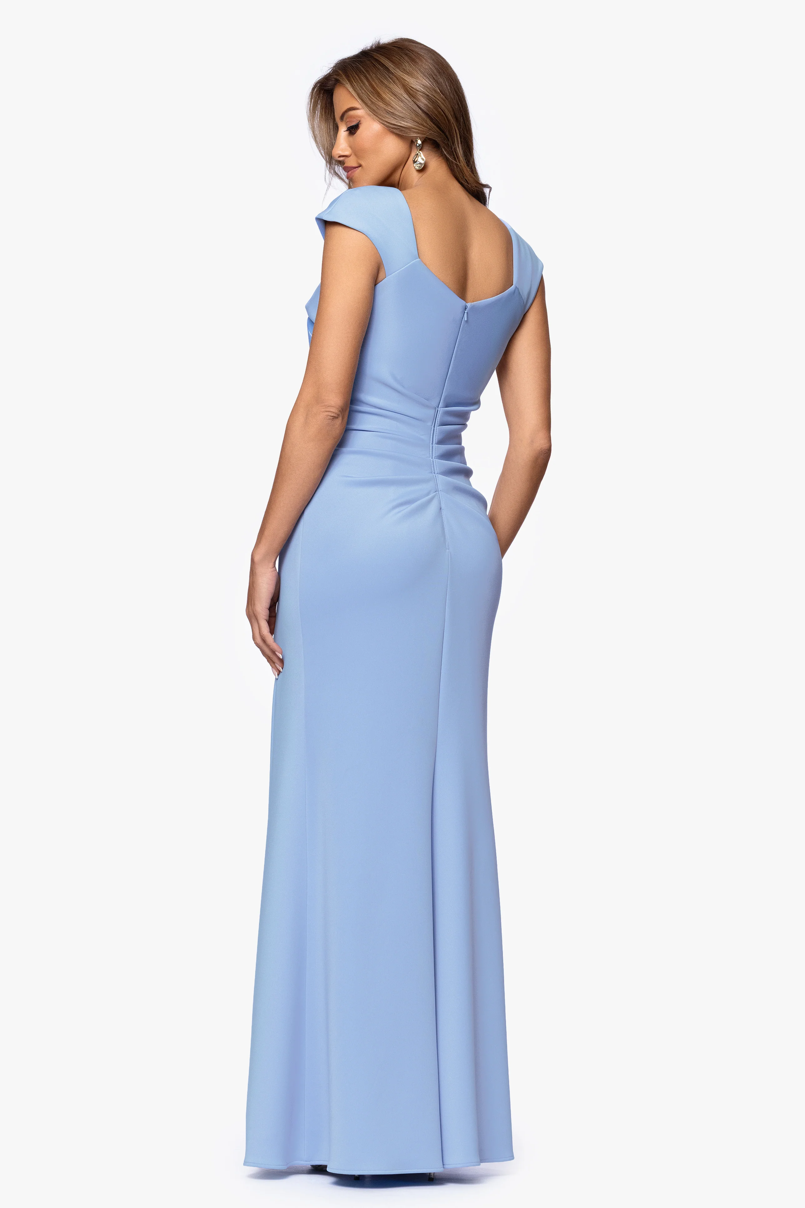 "Lenore" Techno Scuba Asymmetrical Neckline Dress - Image 23