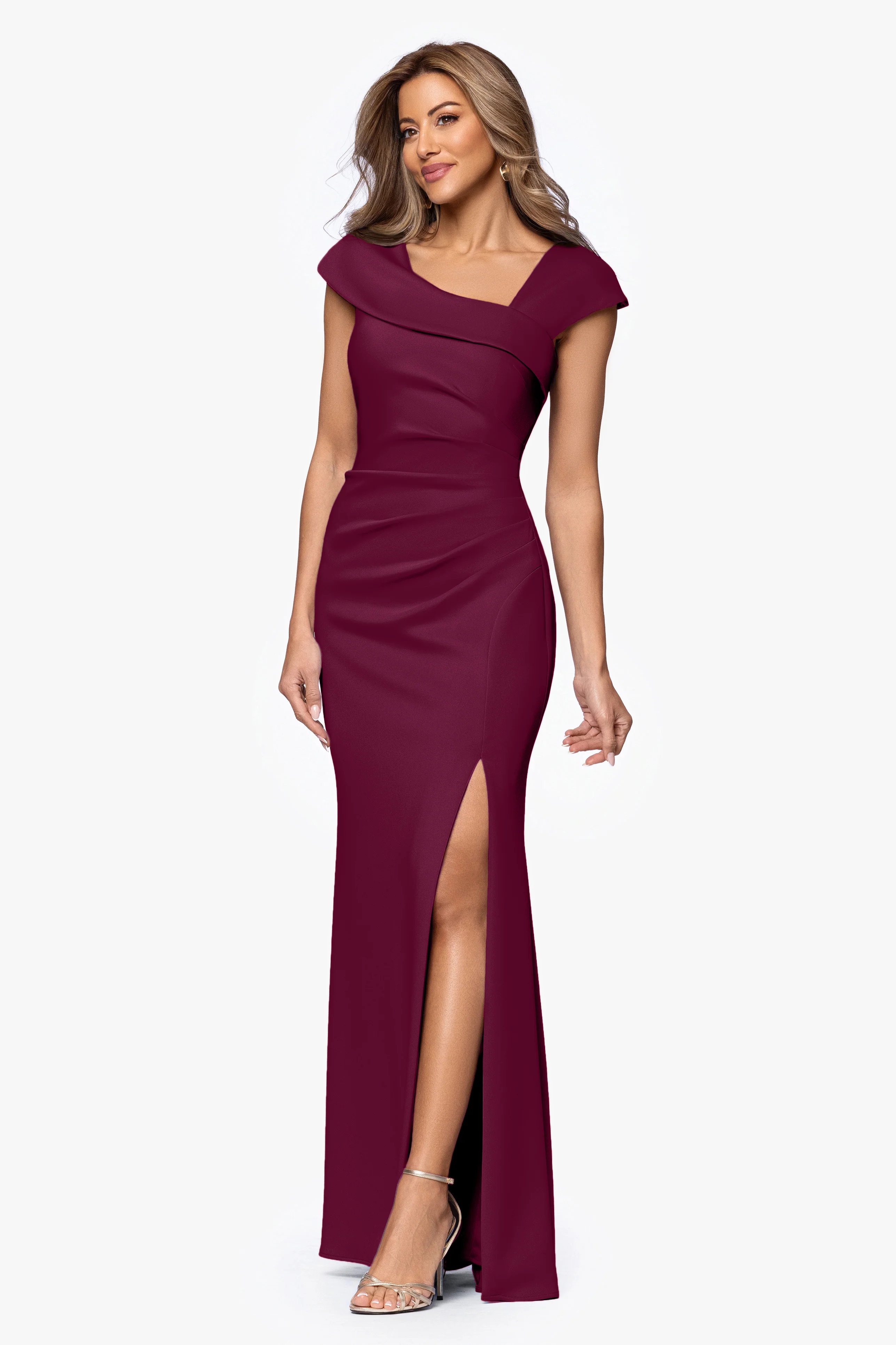 "Lenore" Techno Scuba Asymmetrical Neckline Dress - Image 29